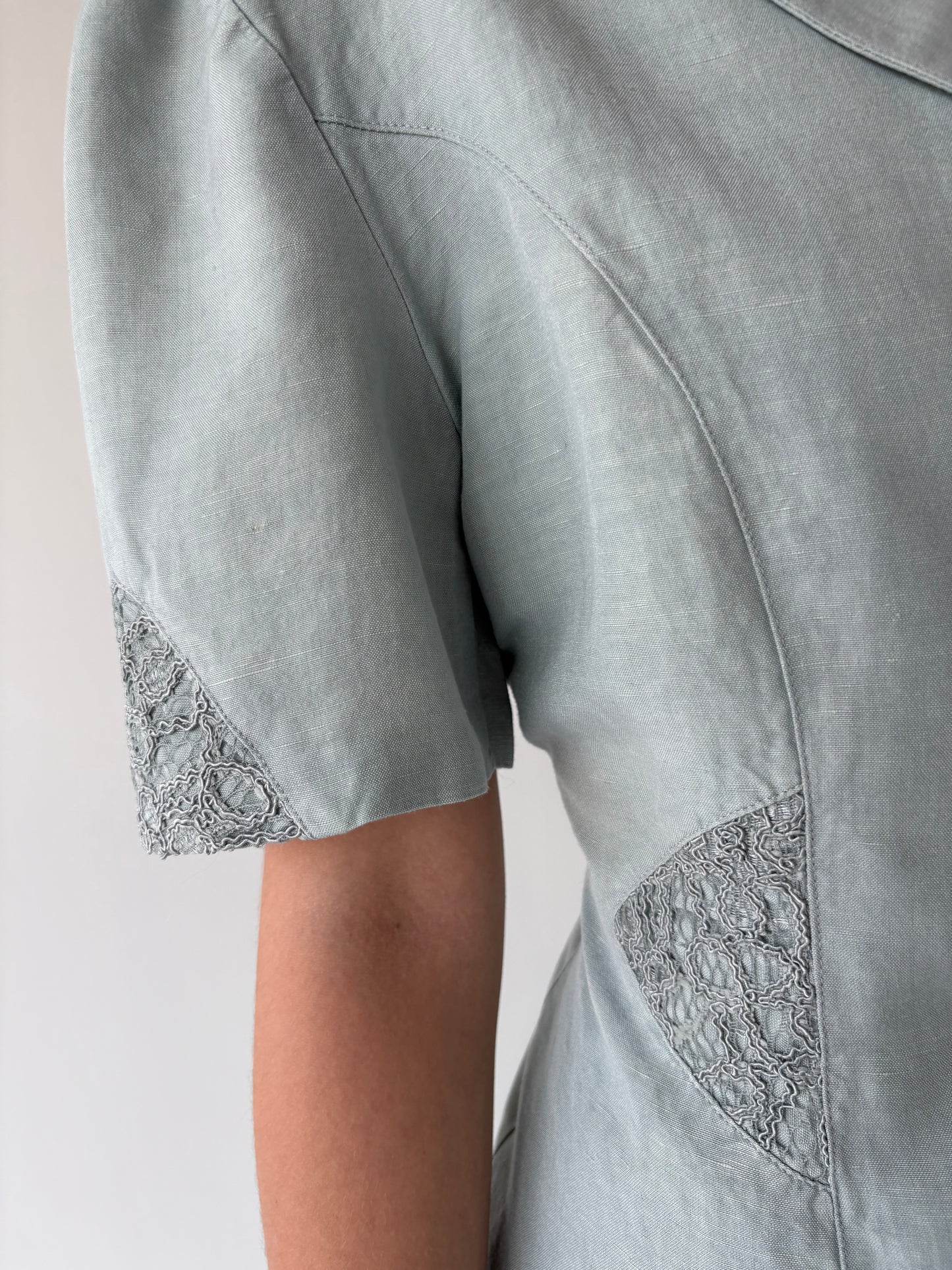 Sacou ușor cambrat din in premium mint green