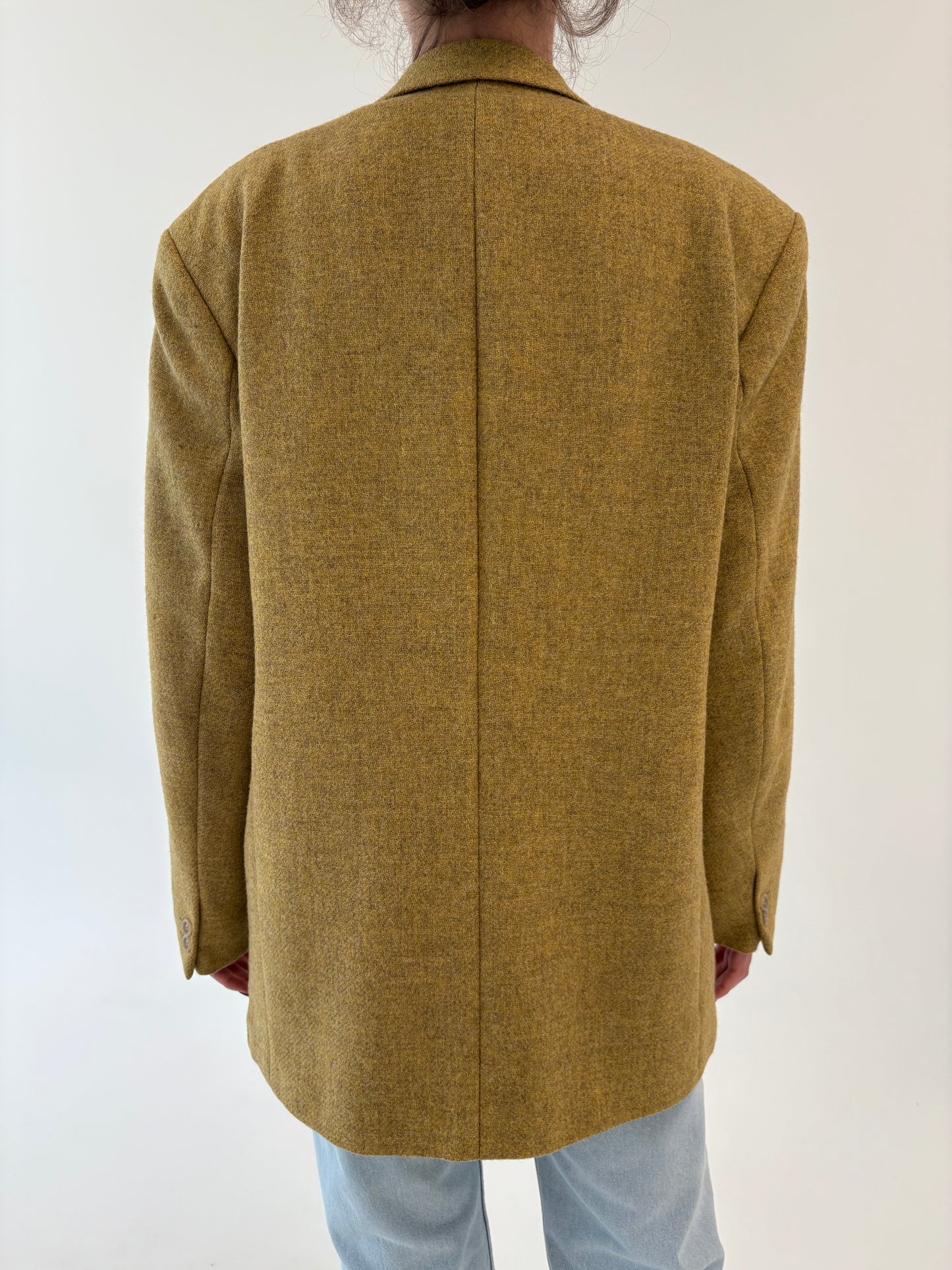 Sacou vintage camel din tweed scotian de lana pura virgină certificată