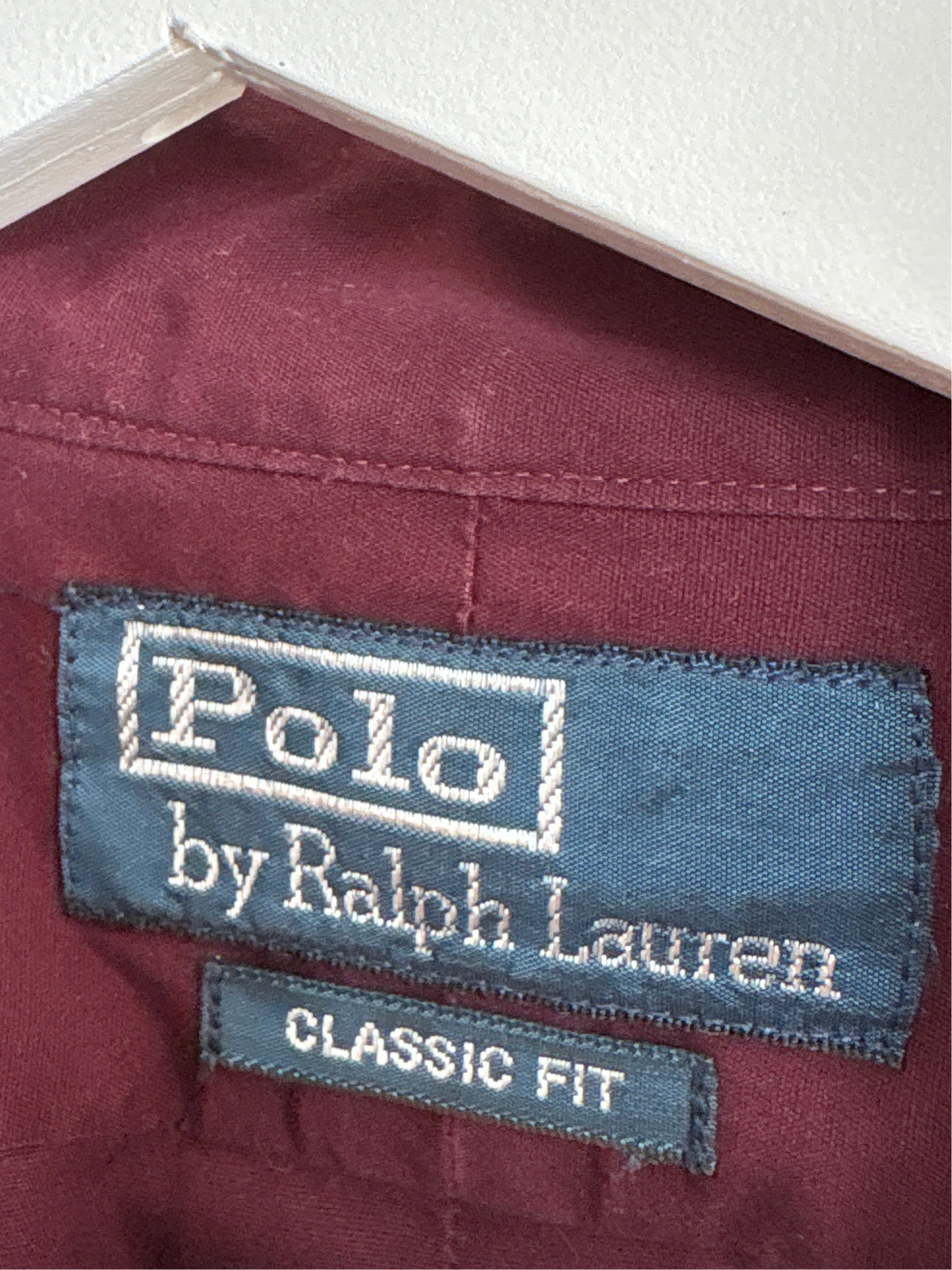 Cămașa Ralph Lauren burgundy în croi oversized din bumbac gros