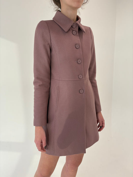 Palton Intrend by Max Mara dusty pink din lana extrafina cu talie marcată