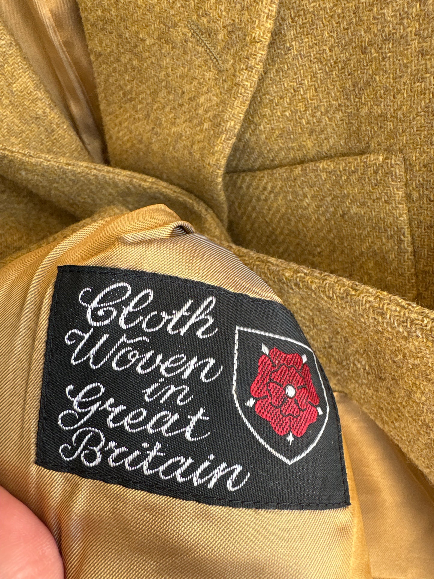 Sacou vintage camel din tweed scotian de lana pura virgină certificată