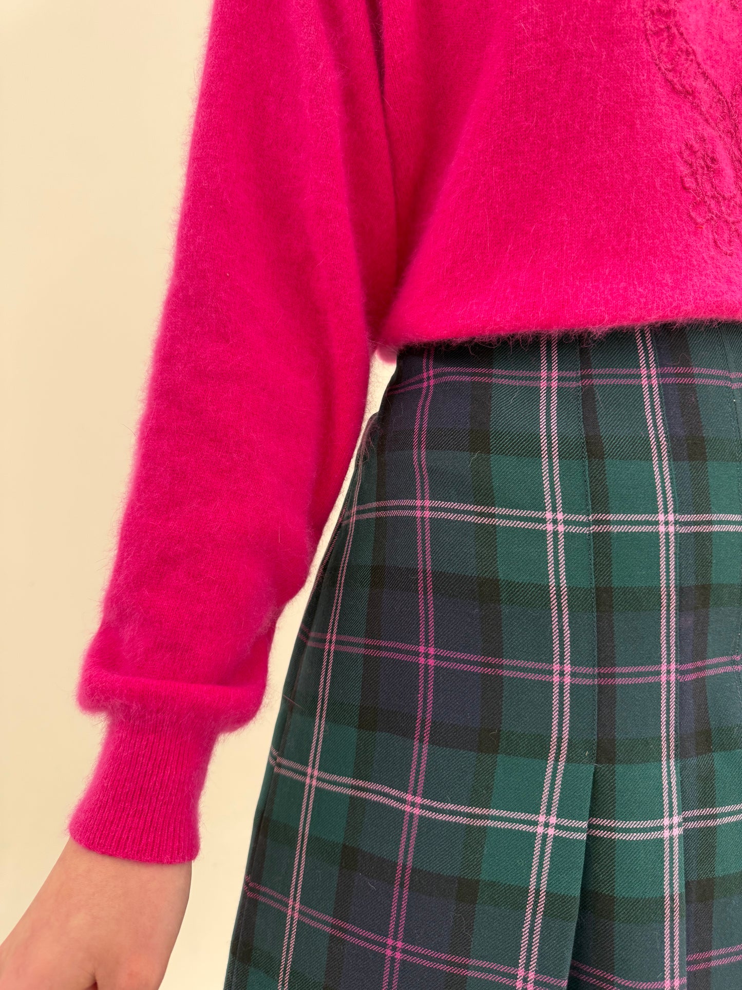 Fustă pantaloni din Tartan de lana cu talie ultra înaltă