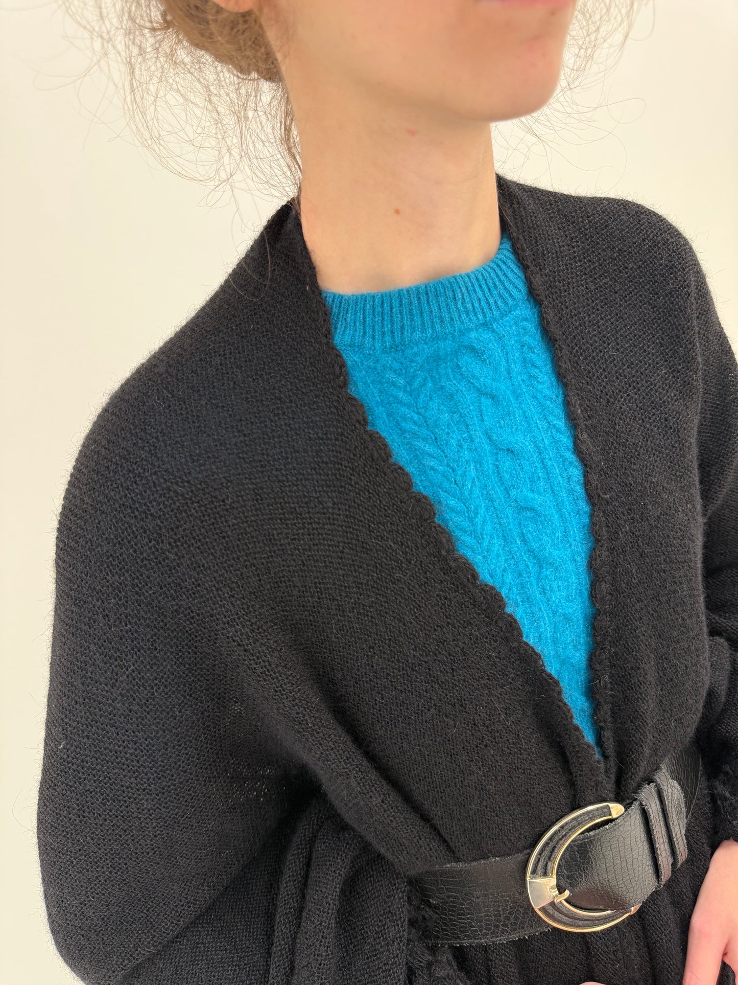 Capa luxury neagra din 100% alpaka hand made