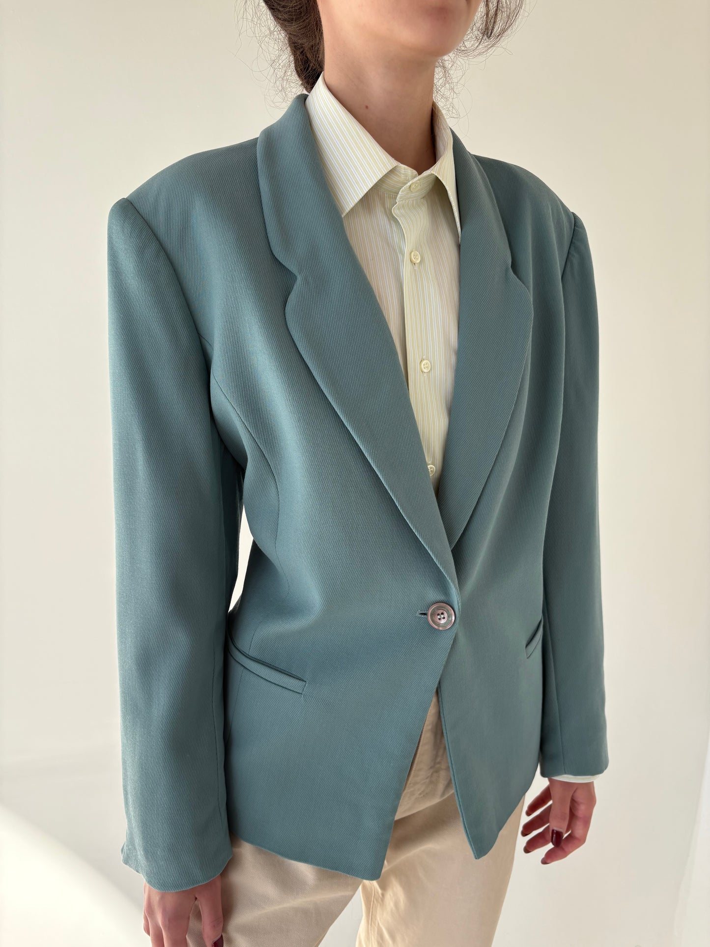 Sacou super premium italian ușor cambrat baby blue din lana excepțională