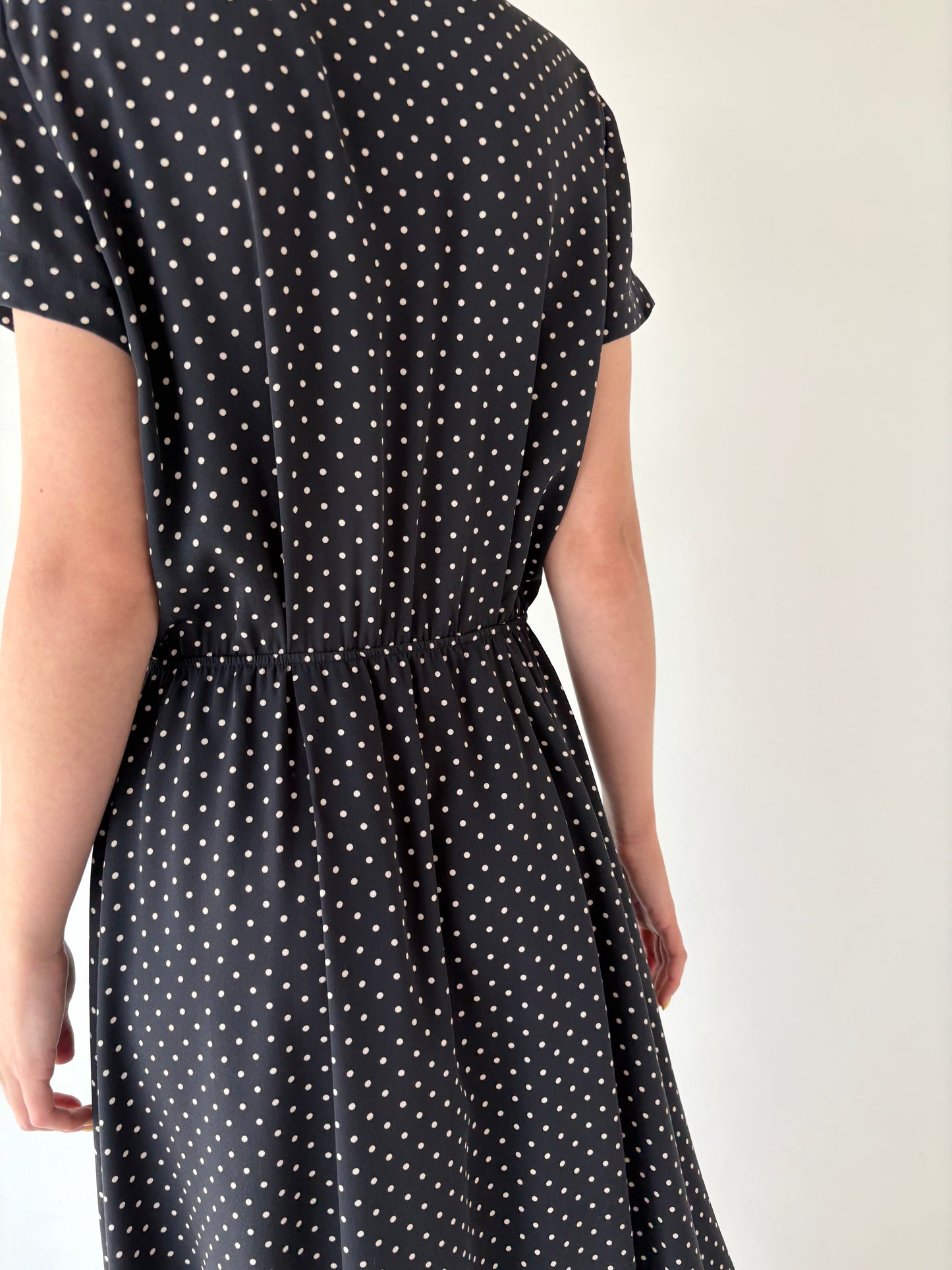 Rochie Maxi luxury Madeleine din mătase naturală cu buline de la zi la seară