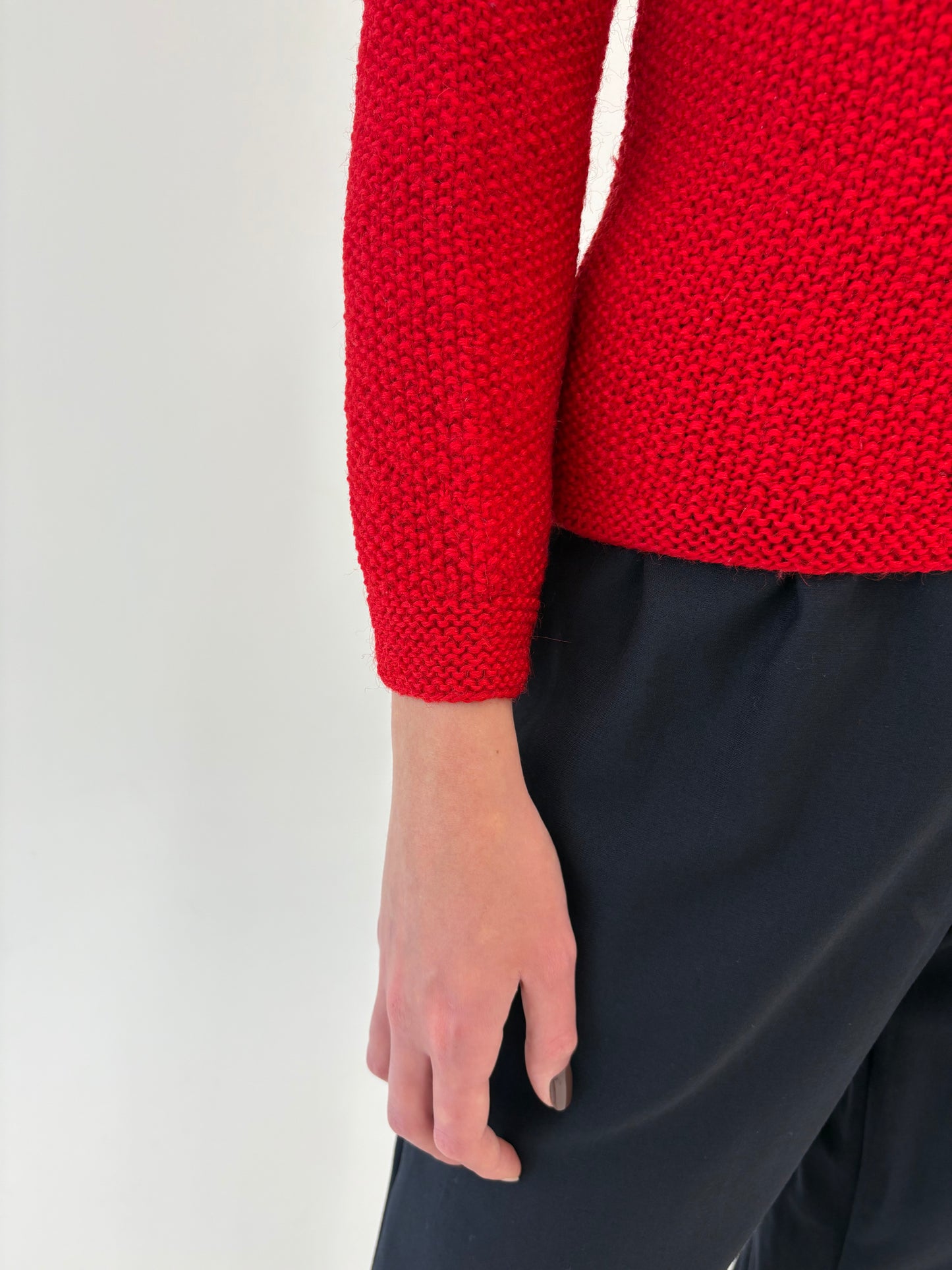 Jacheta vintage cherry red petite din jerse de lana extrafina de gramaj mare