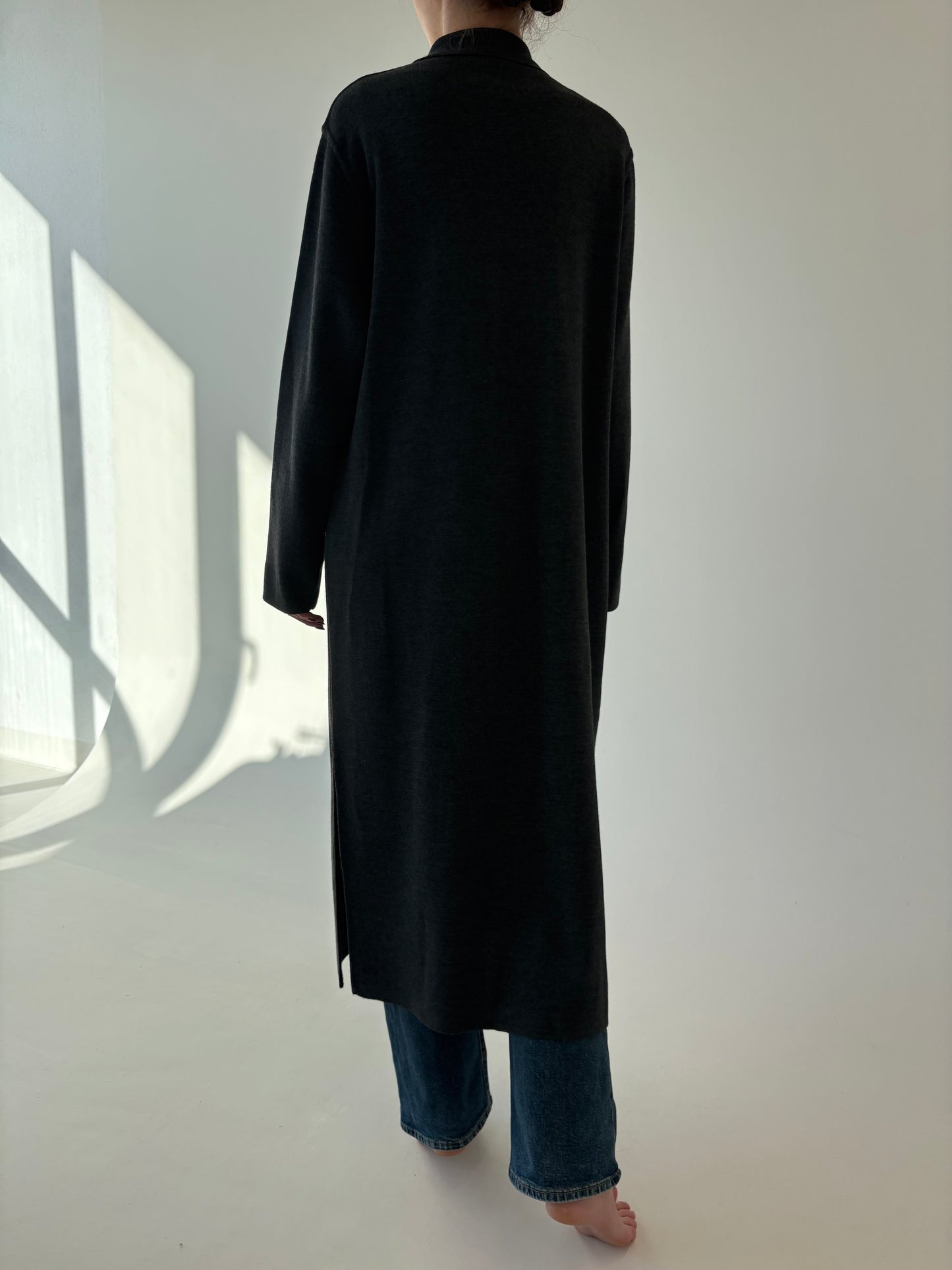 Palton lung exceptional italian din jerse din lana merino extrafina