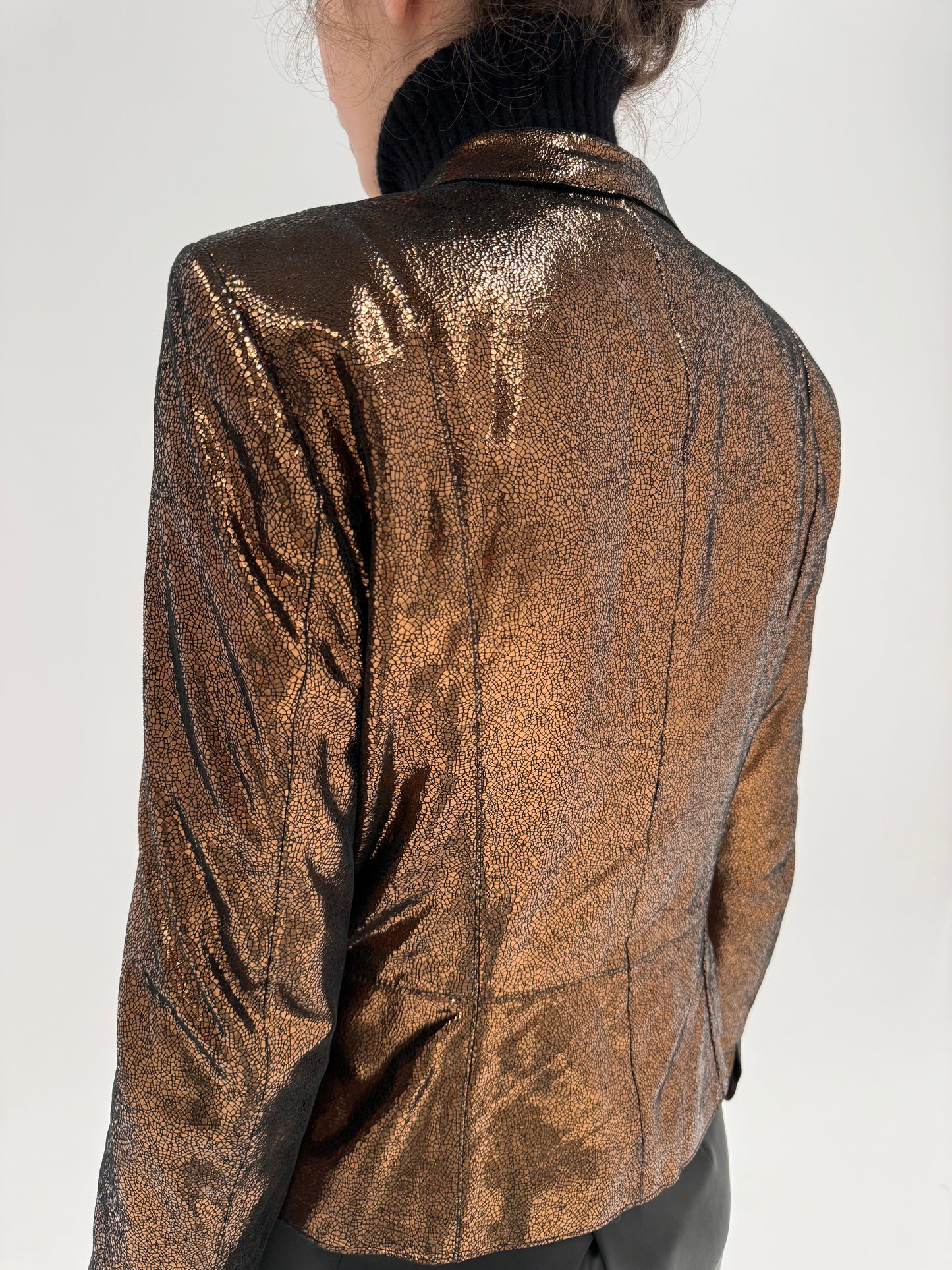 Sacou Escada cu efect copper metalizat în croi cambrat