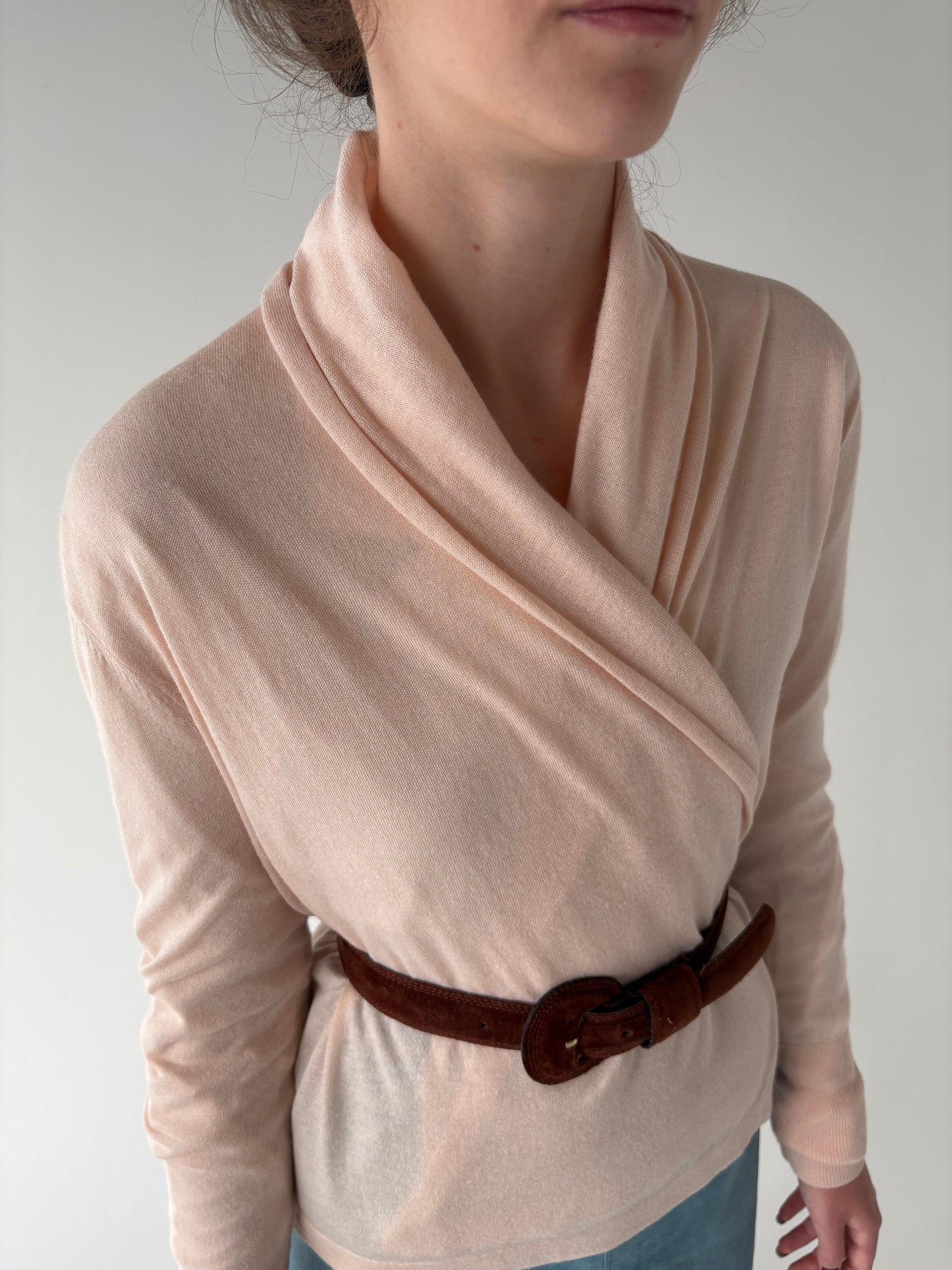 Cardigan powder Pink din mix de cașmir