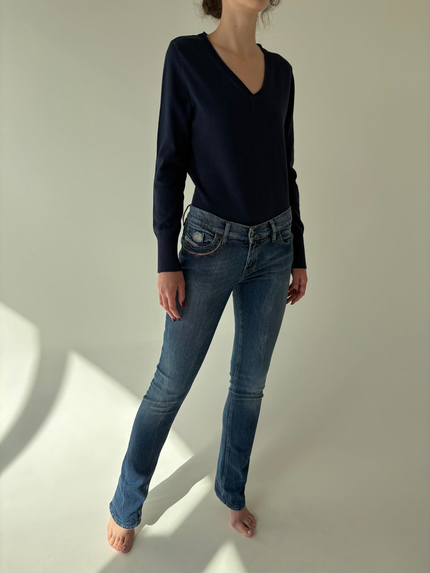 Jeans luxury vintage Diesel classic wash ușor modelator tall