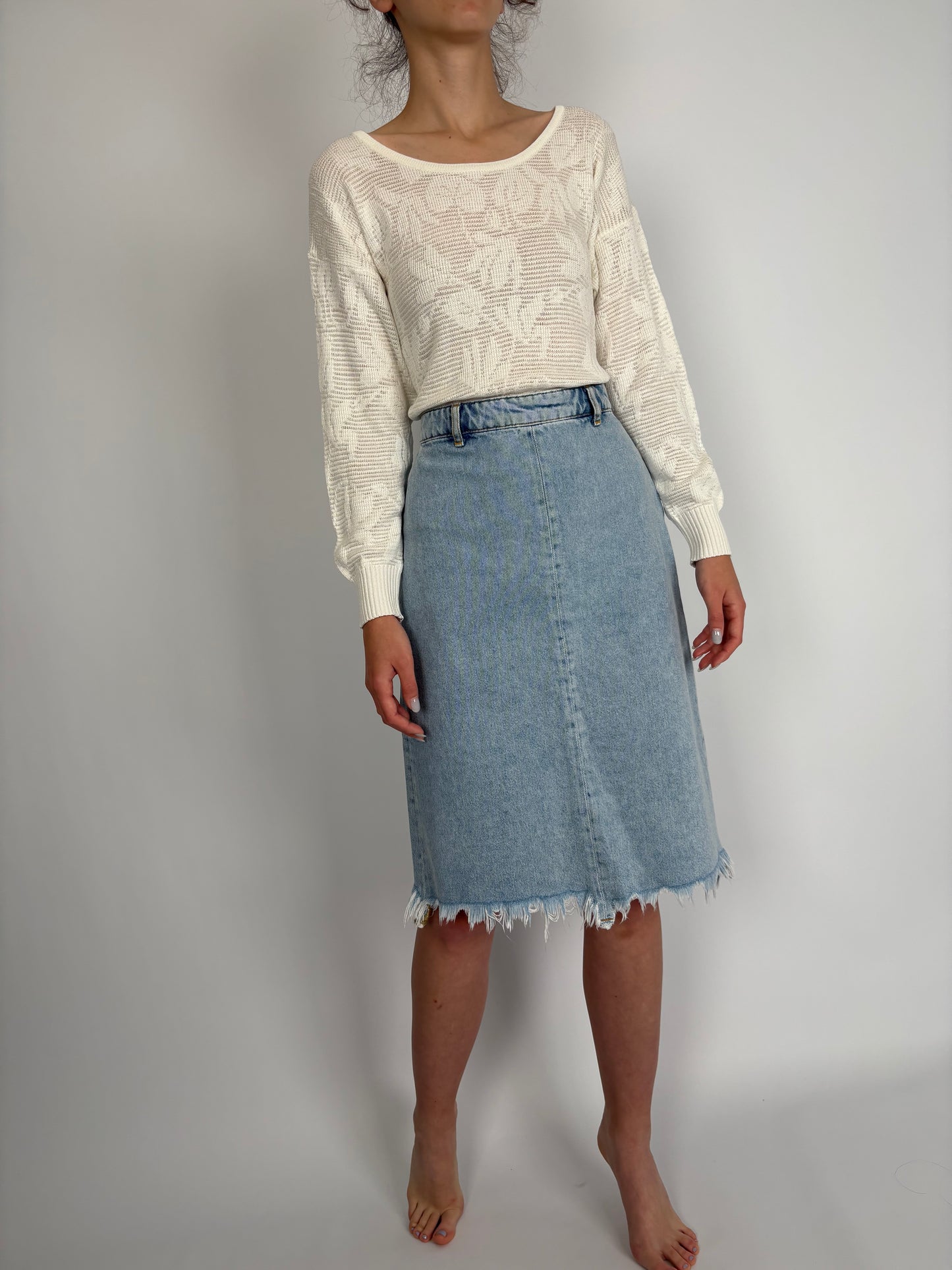 Fustă vintage light wash din jeans