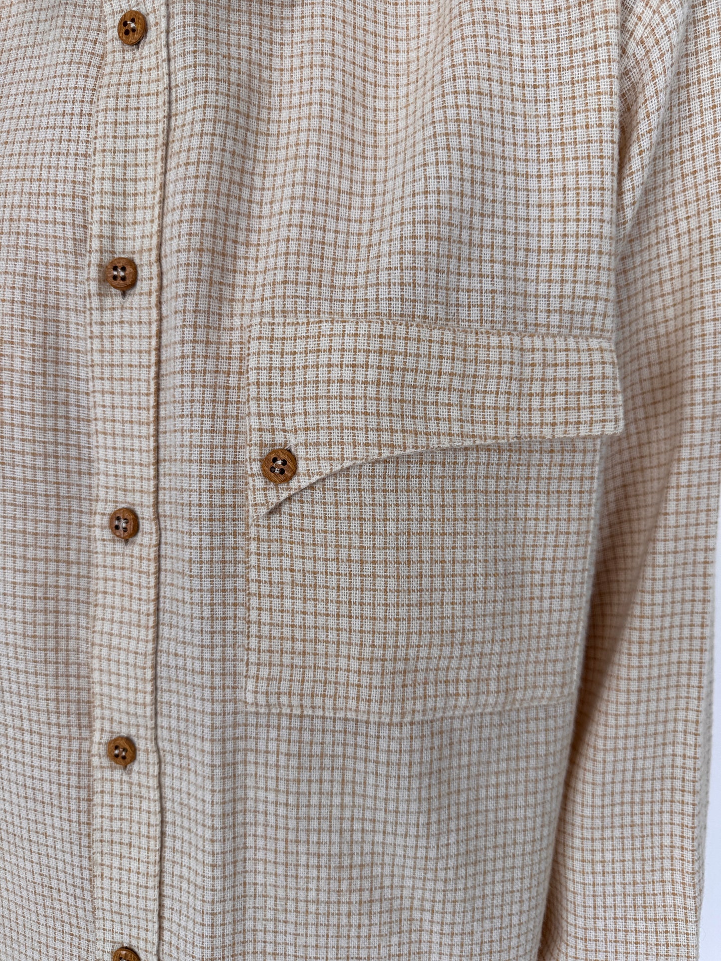 Cămașa vintage ivoire de brand luxury din mix de lana în carouri camel
