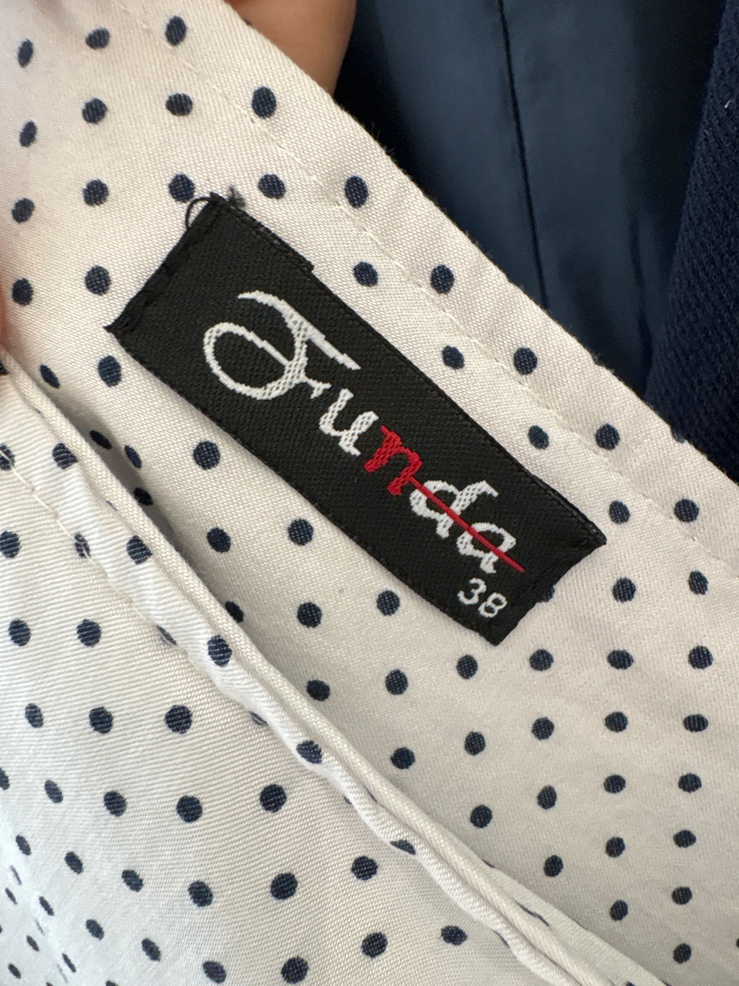 Fustă maxi cu buline Navy și detaliu chic din bumbac texturat