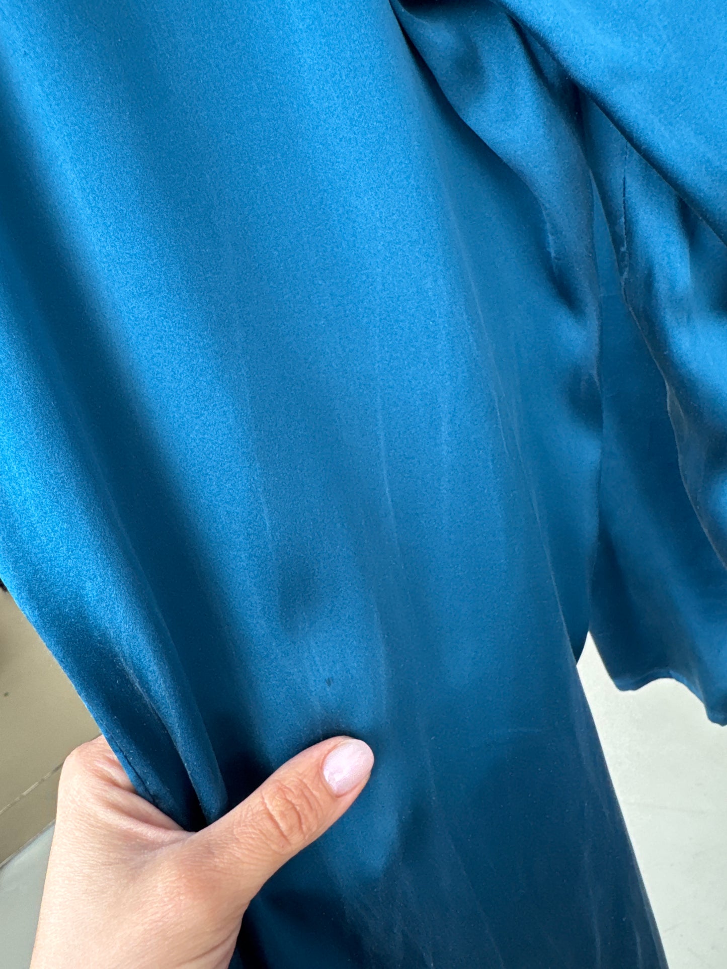 Pijama din mătase naturală teal blue