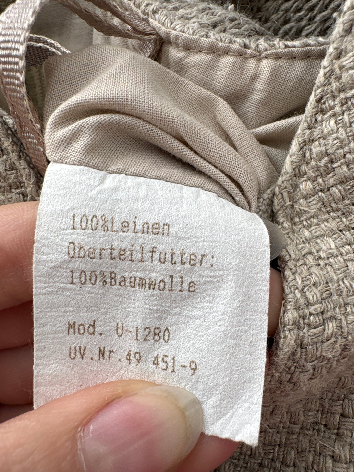 Rochie vintage maxi din pânză grea de in cu corsaj și buzunare