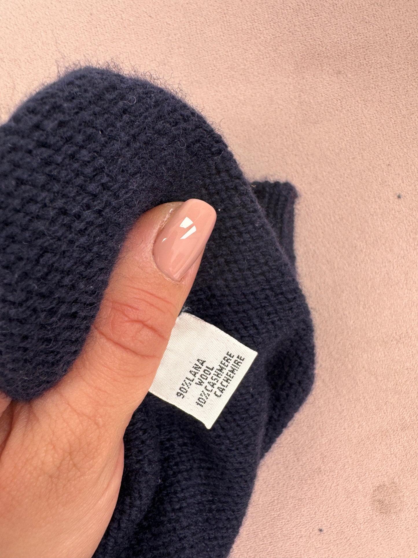 Pulover premium italian din lana extrafina și cașmir Navy blue