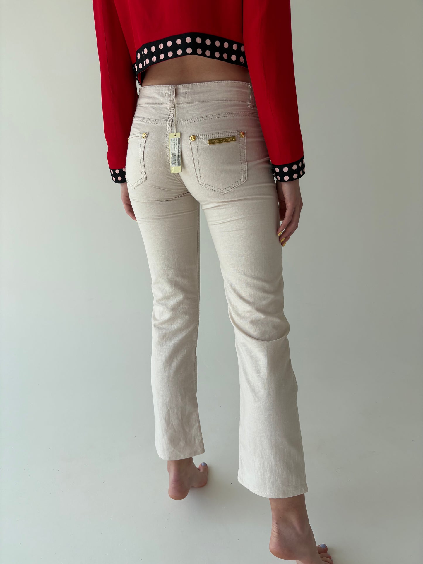 Pantaloni vintage luxury Roberto Cavalli noi cu etichetă