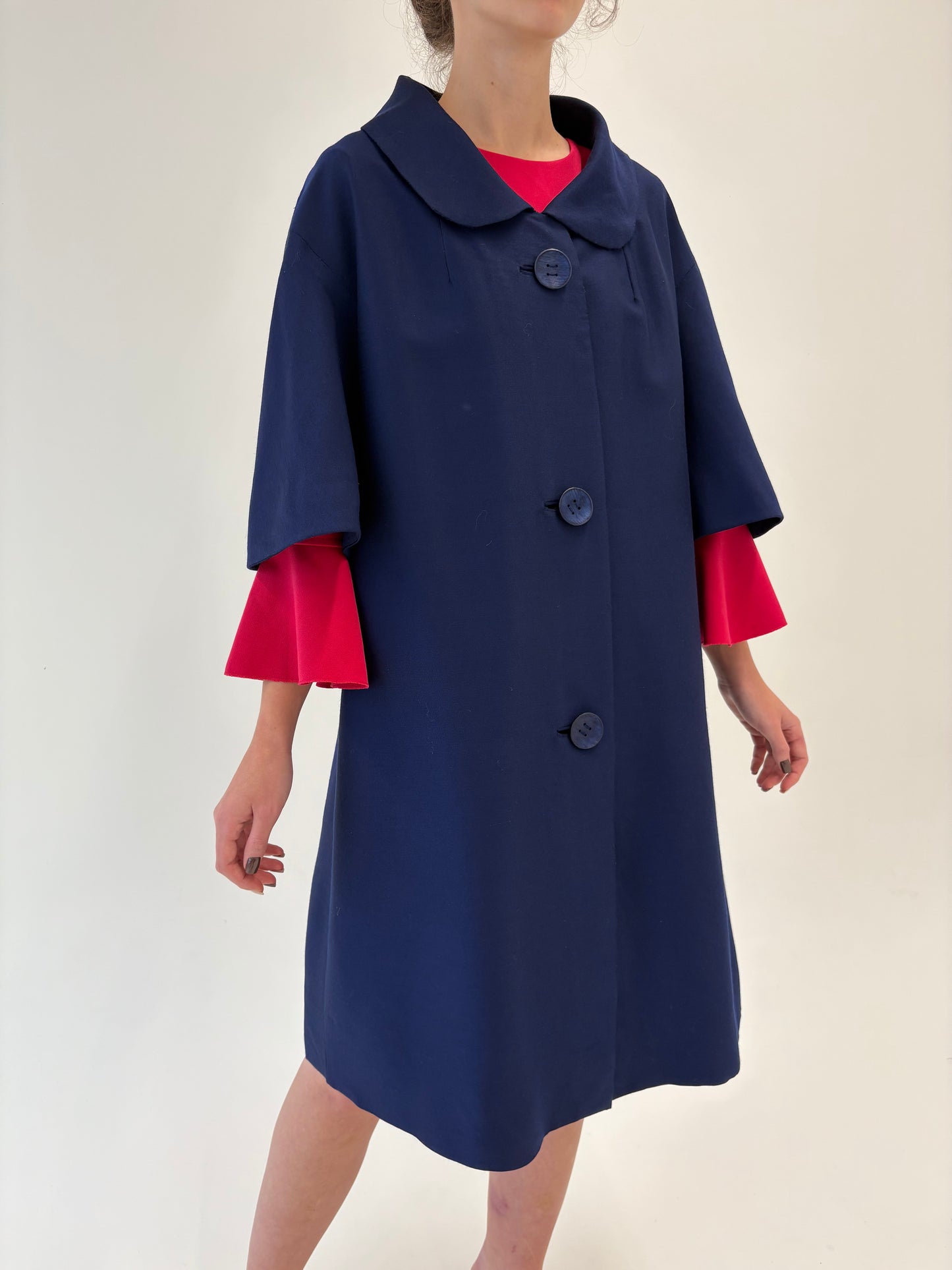 Cocoon coat de lana old vintage anii 50 ultra luxury de ocazie în stil Dior