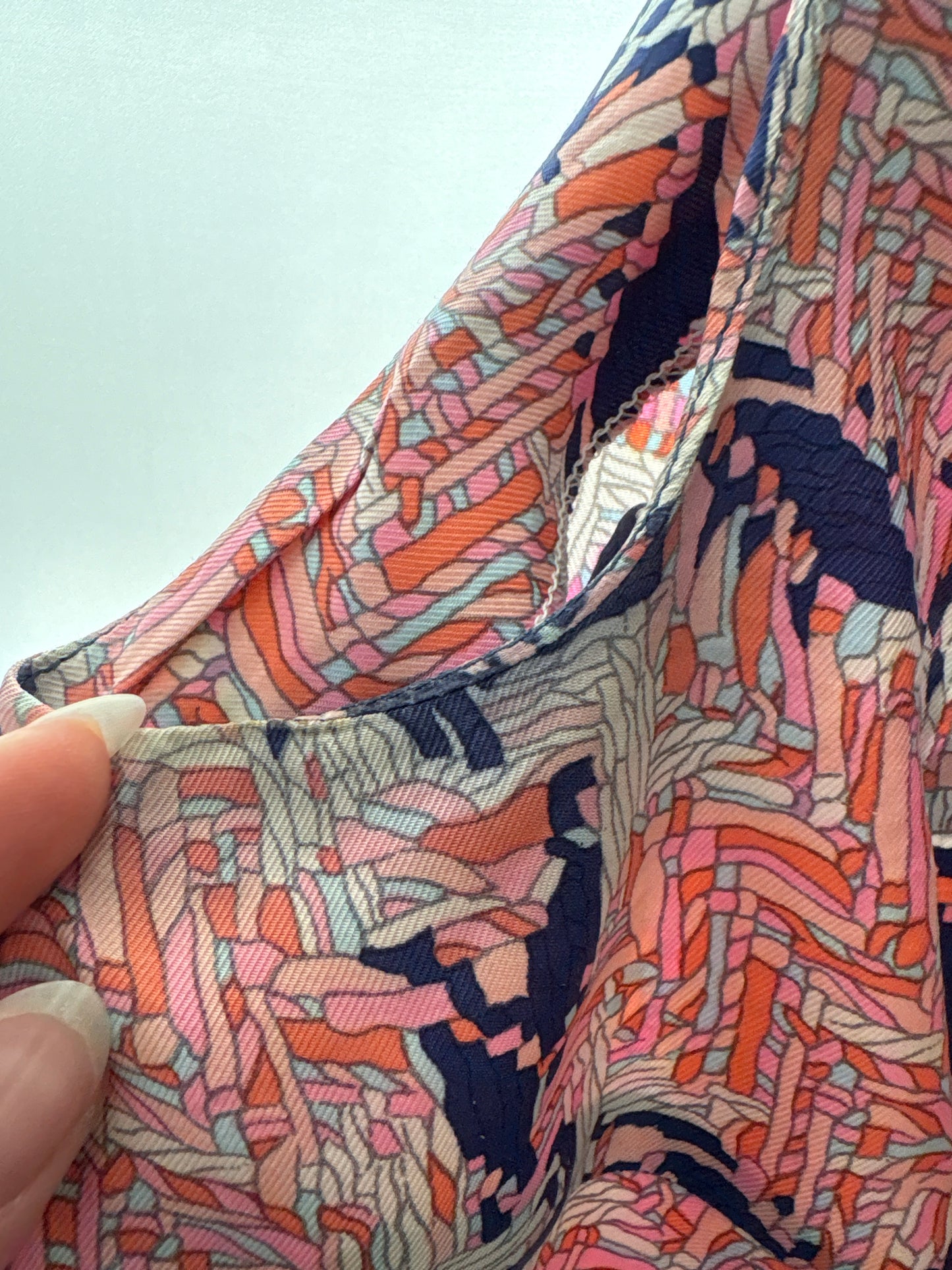 Cămașa vintage din twill de mătase naturală cu panglică