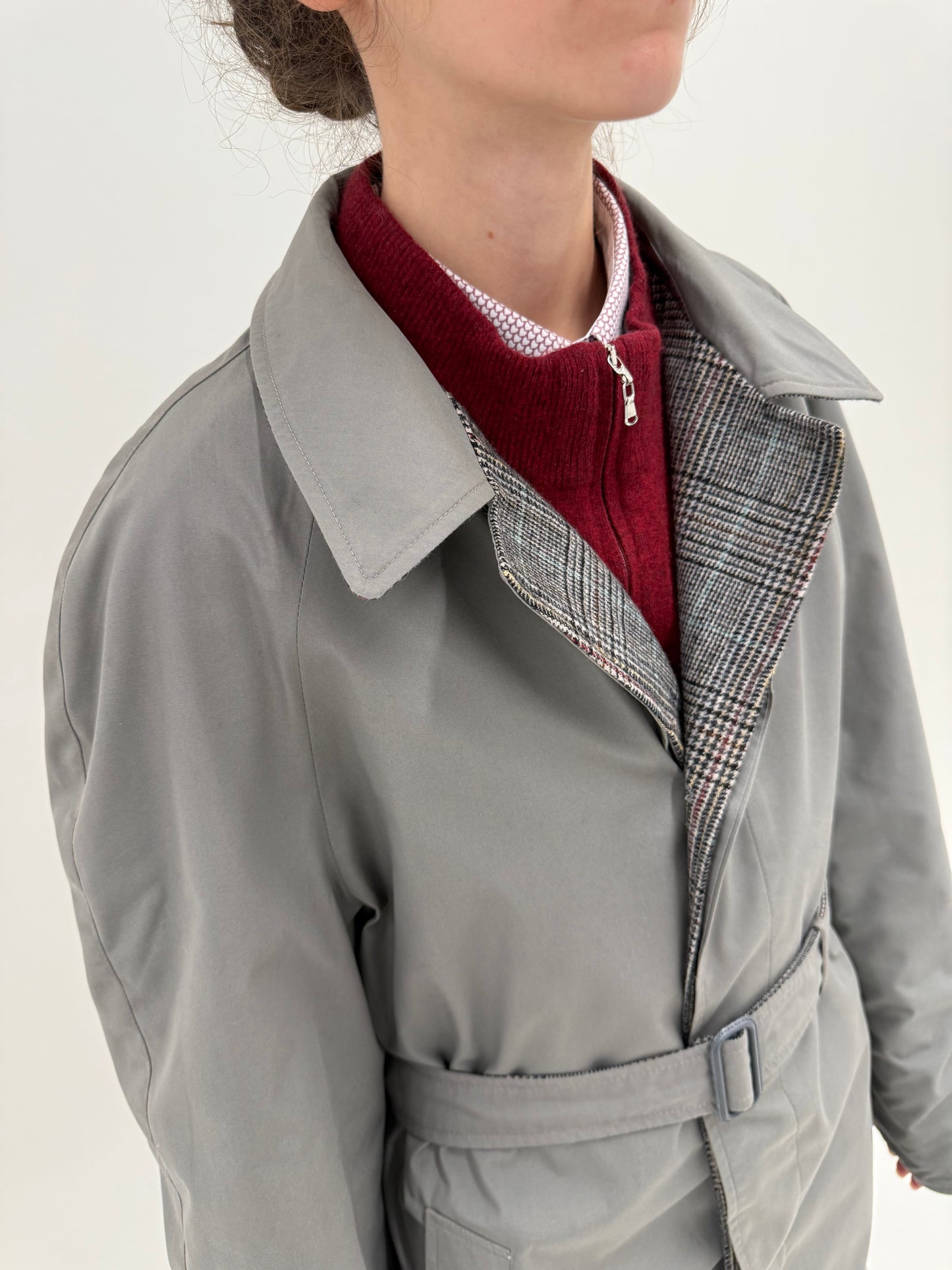 Palton vintage tip trench cu 2 fete una din lana și una din gabardină