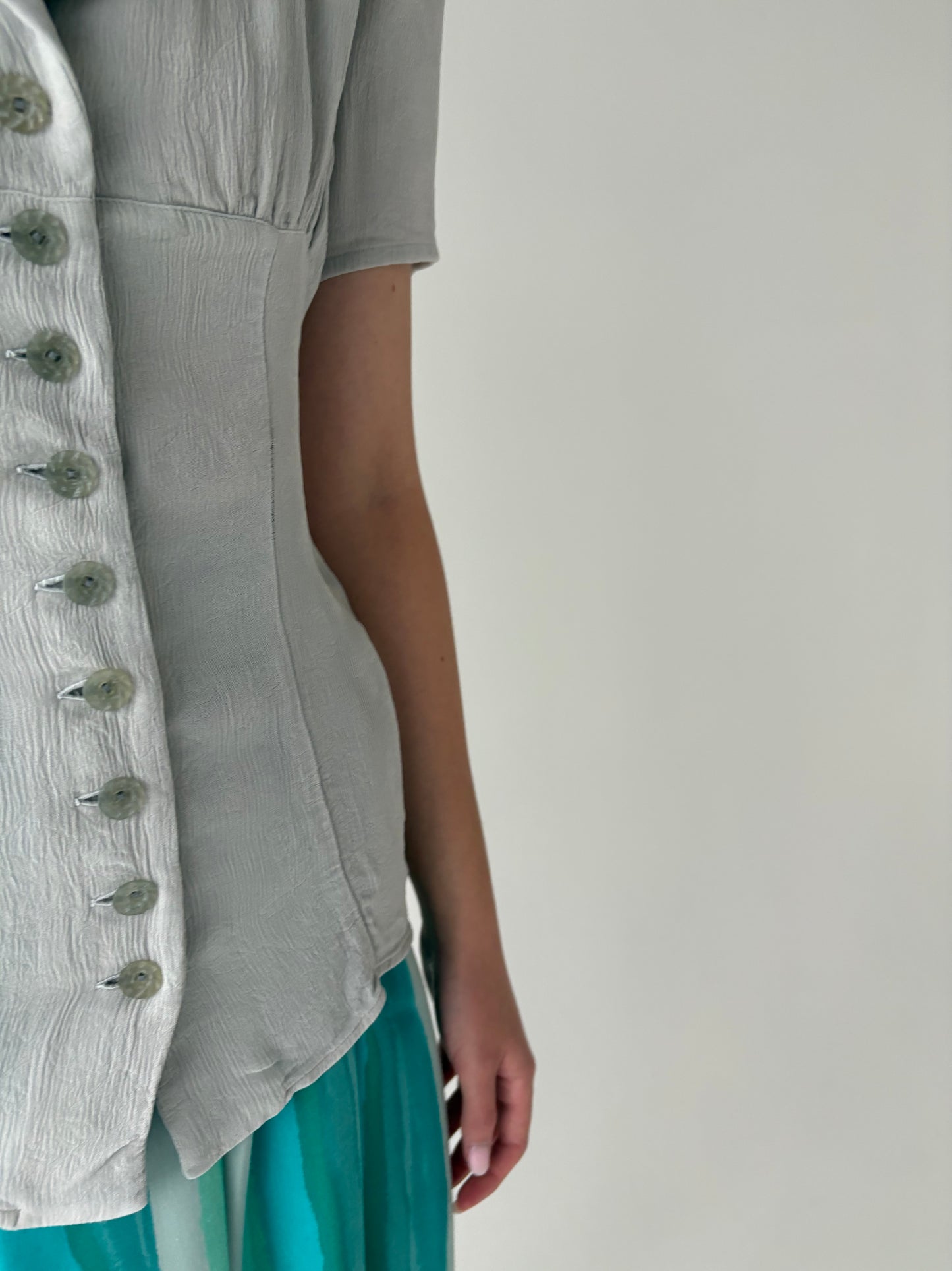 Top vintage cambrat italian warm gray