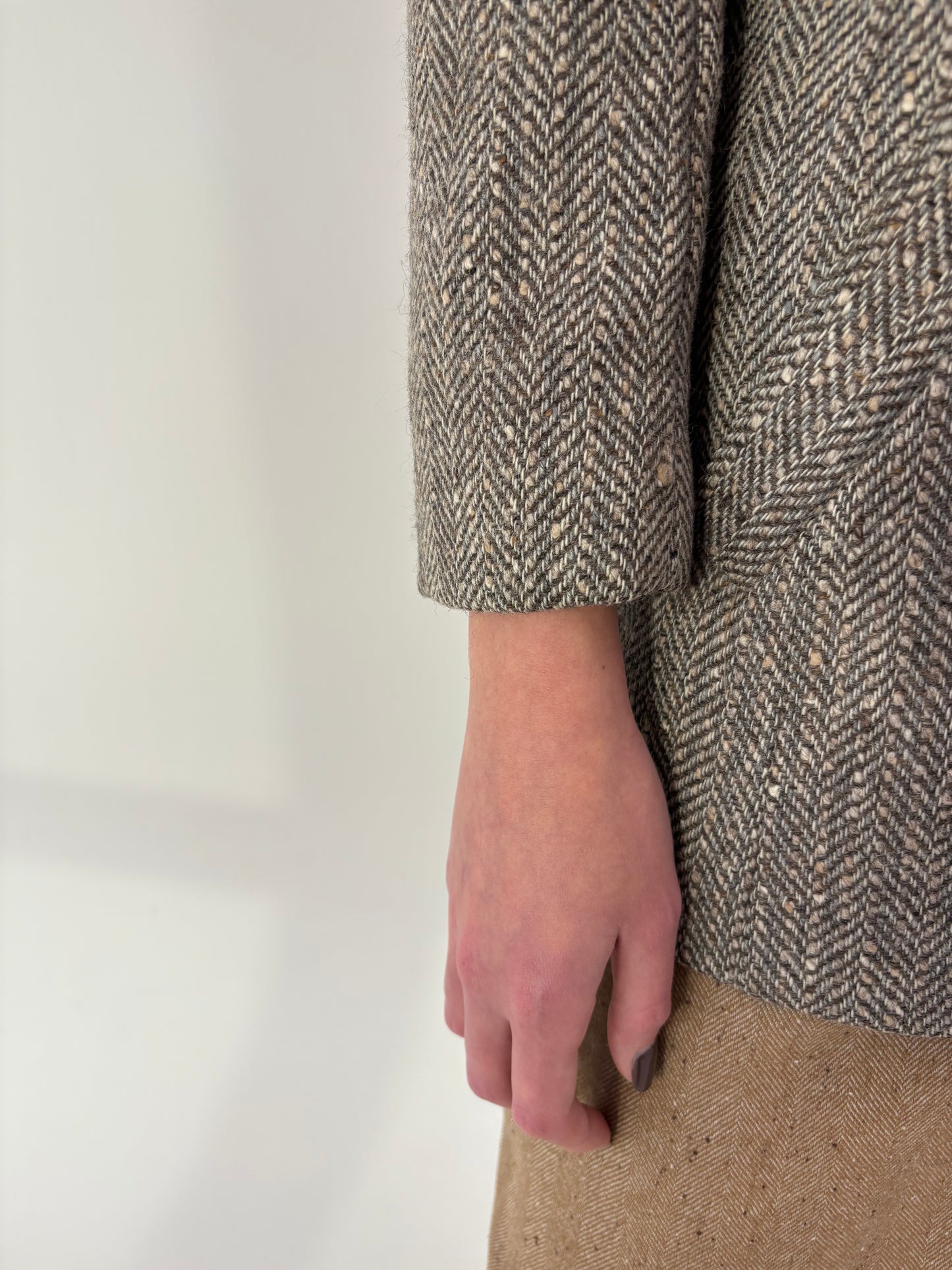 Sacou din British Herringbone tweed excepțional gros de lana în culori superbe