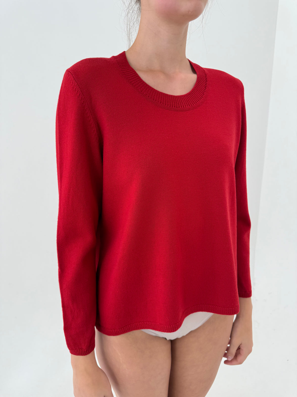 Pulover cherry red din lana extrafina petite