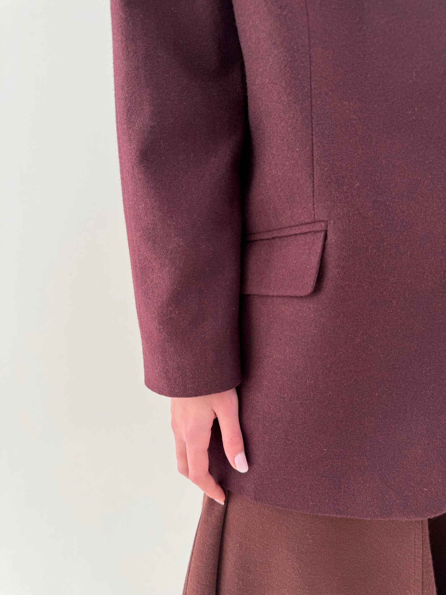 Sacou vintage burgundy din stofă ușor structurată de lana extrafina