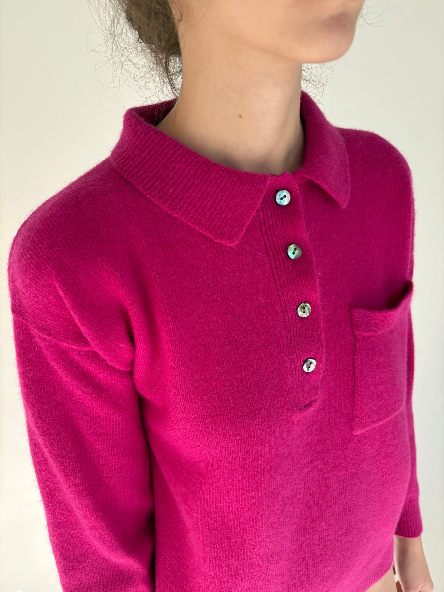 Pulover polo luxury vintage din lana extrafina și Angora