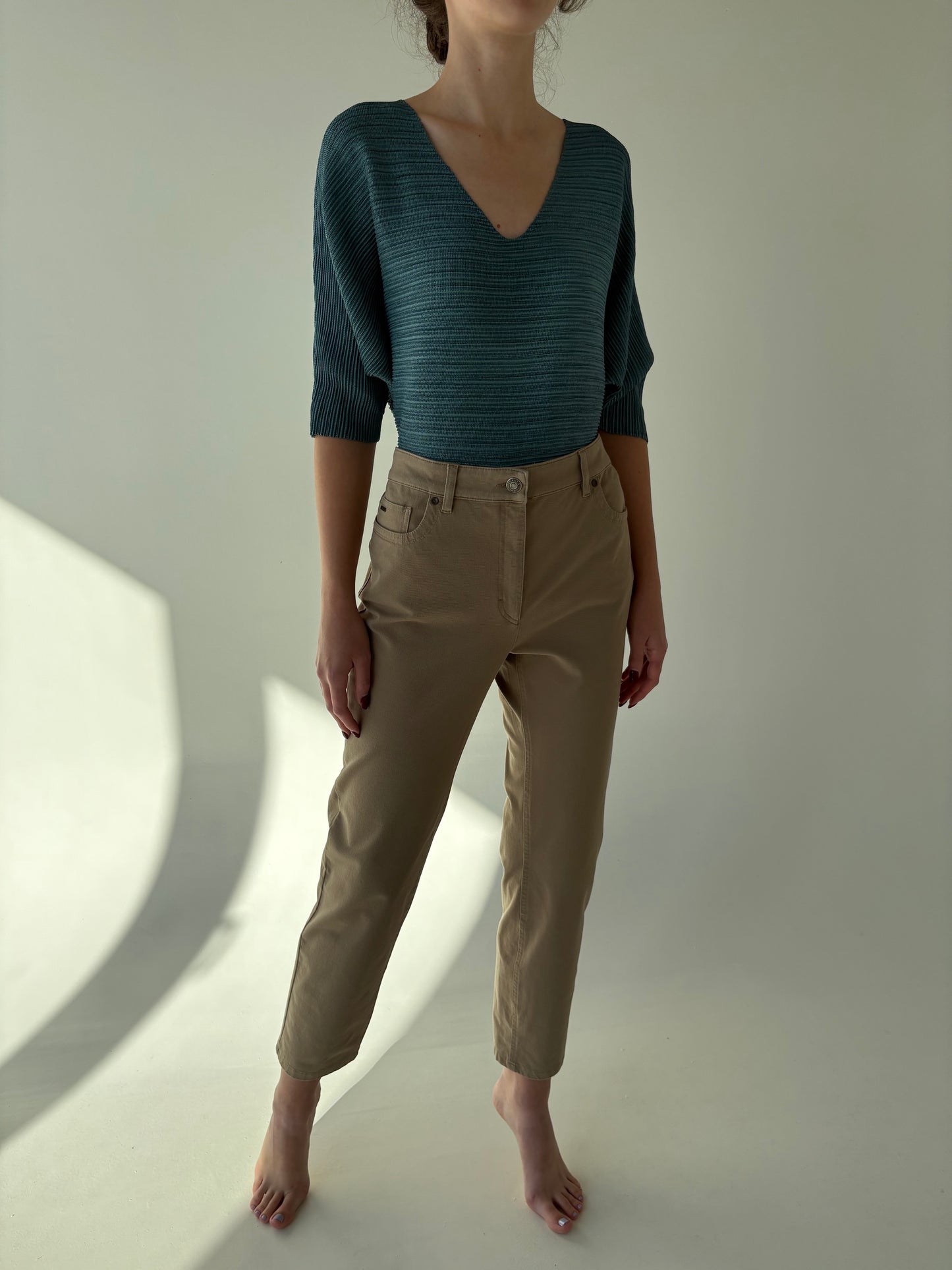 Jeans camel ultra confort modelator cu talie mai generoasă