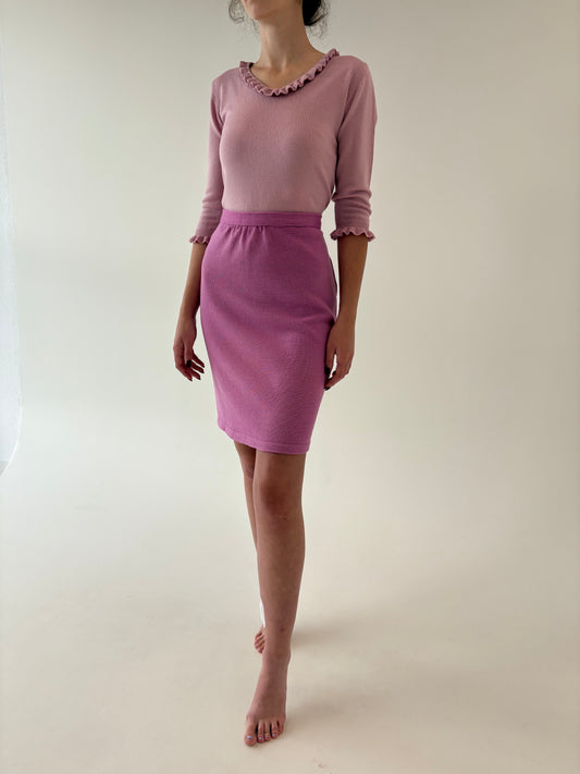 Fustă din jerse de lana extrafina marcată cu talie ultra înaltă