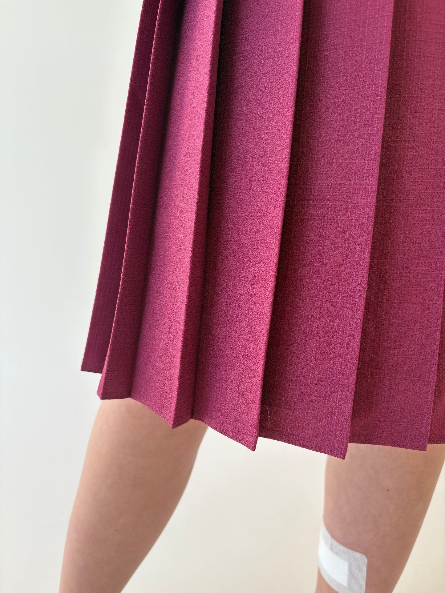 Fustă plisata rosebud pink din mix de lana extrafina cu talie elastică