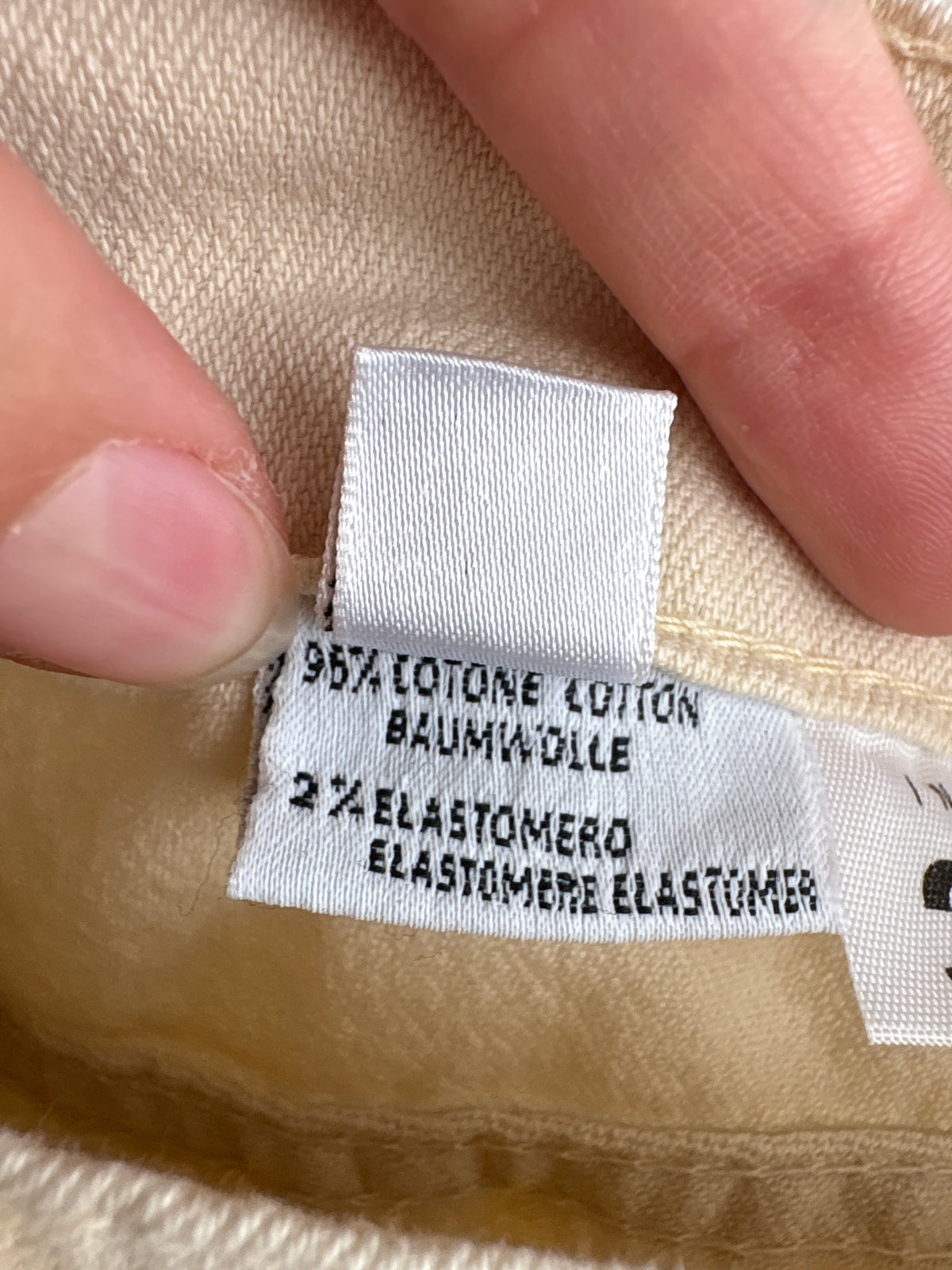 Jeans mom fit camel de vară din bumbac ultra confort petite cu talie ultra înaltă