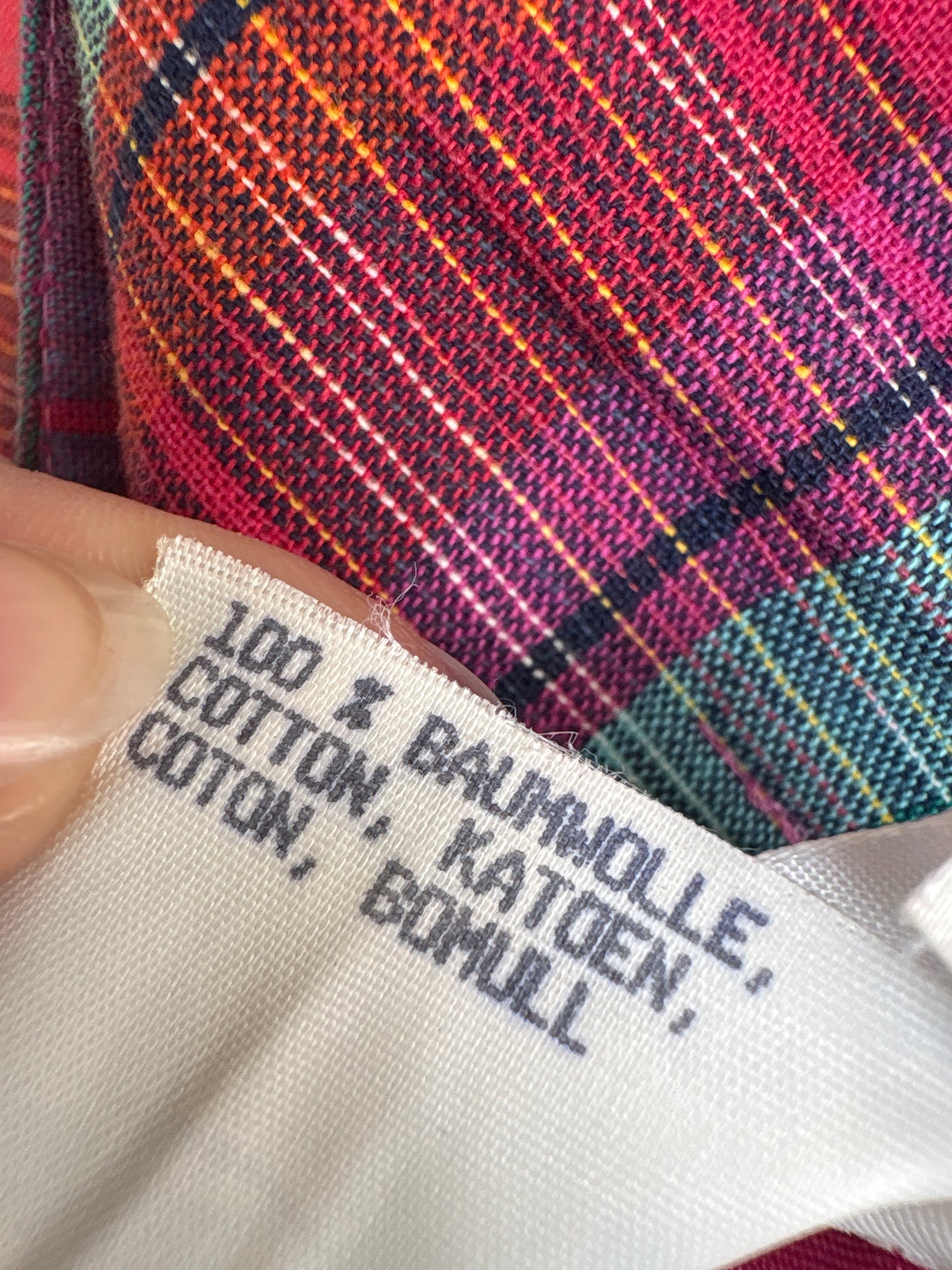 Fustă vintage din pânză în carouri și culori tari midi spre maxi cu buzunare