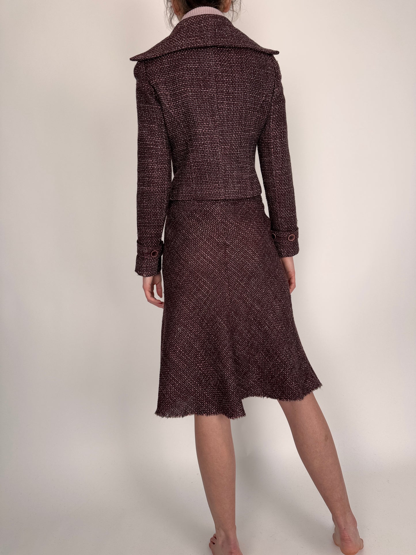 Set luxury italian Patrizia Pepe din tweed de lana extrafina și vascoza
