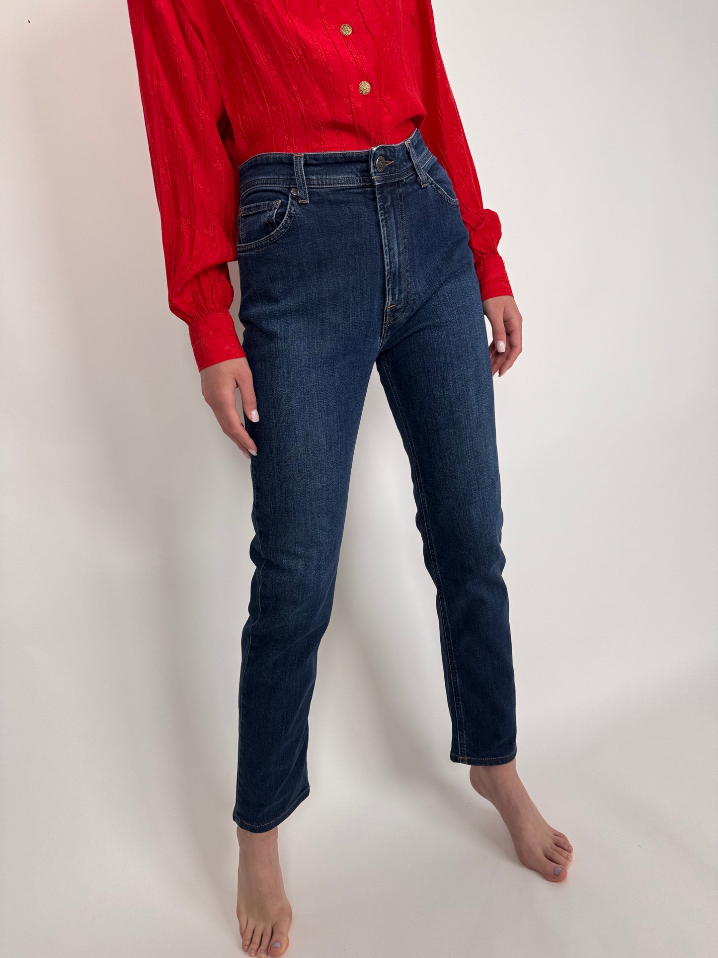 Jeanși premium modelatori darker classic wash cu talie înaltă