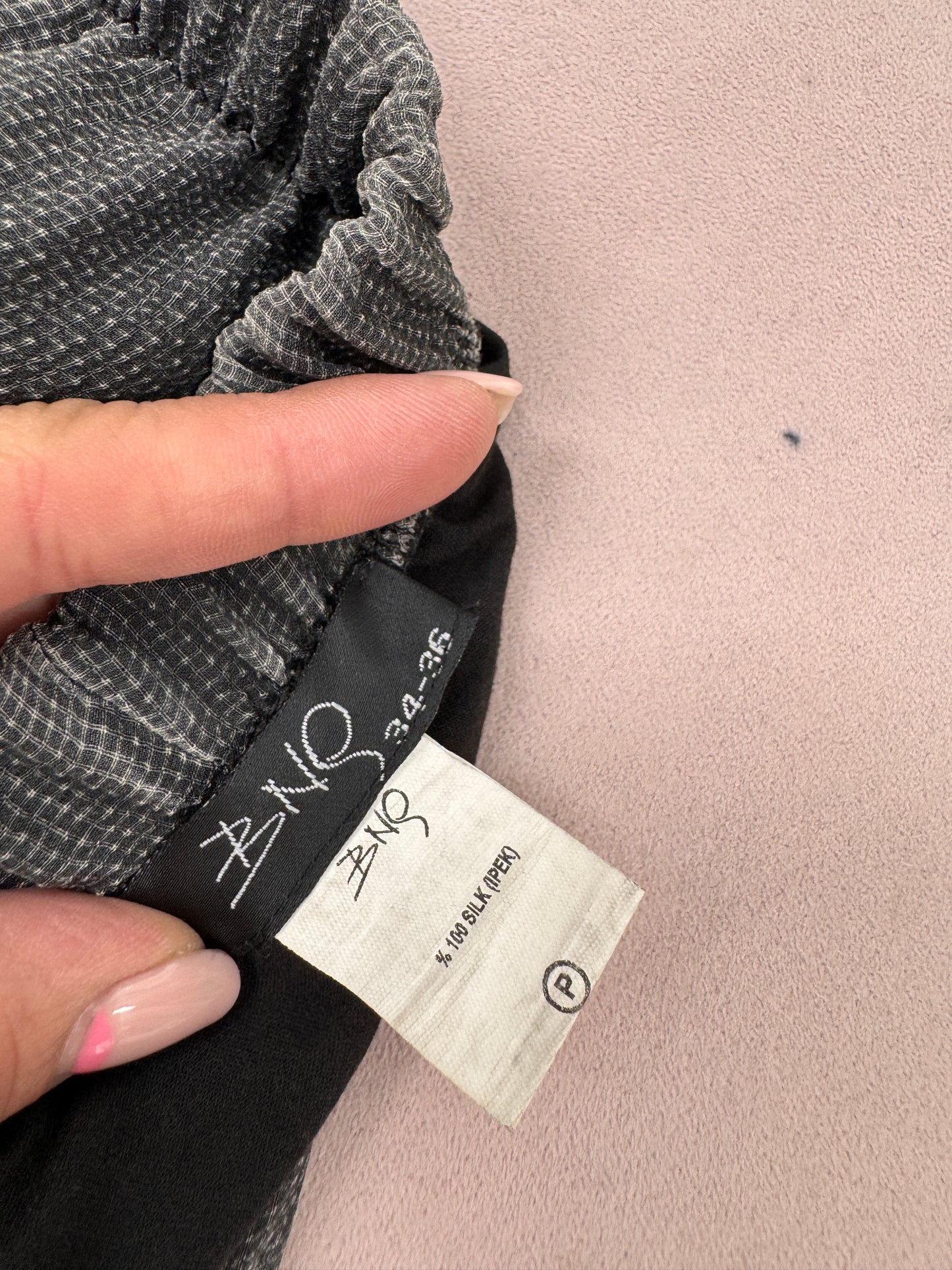 Pantaloni palazzo din mătase naturală mată texturată cu talie ultra înaltă