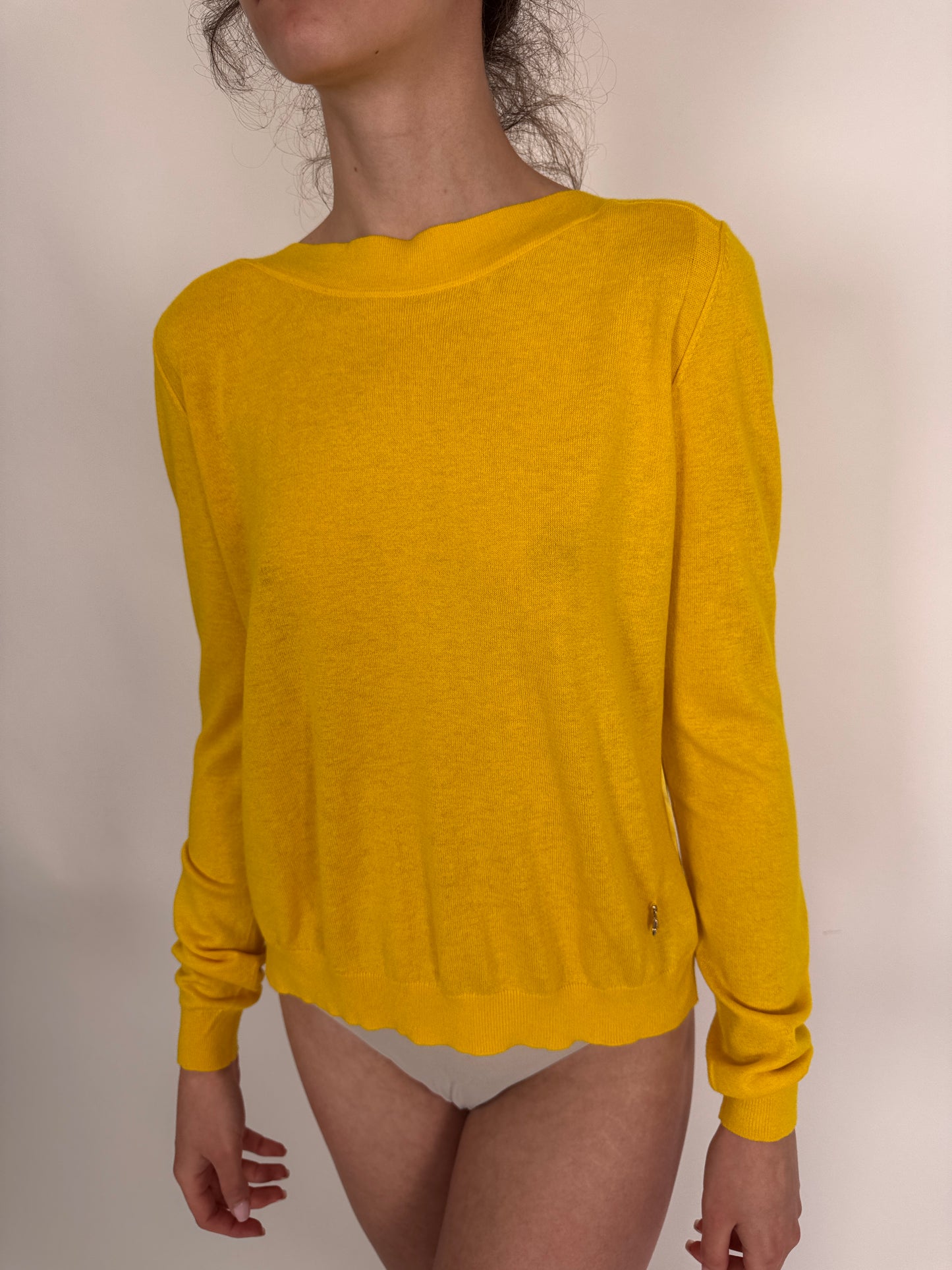 Bluză amber yellow Patrizia Pepe din jerse și satin