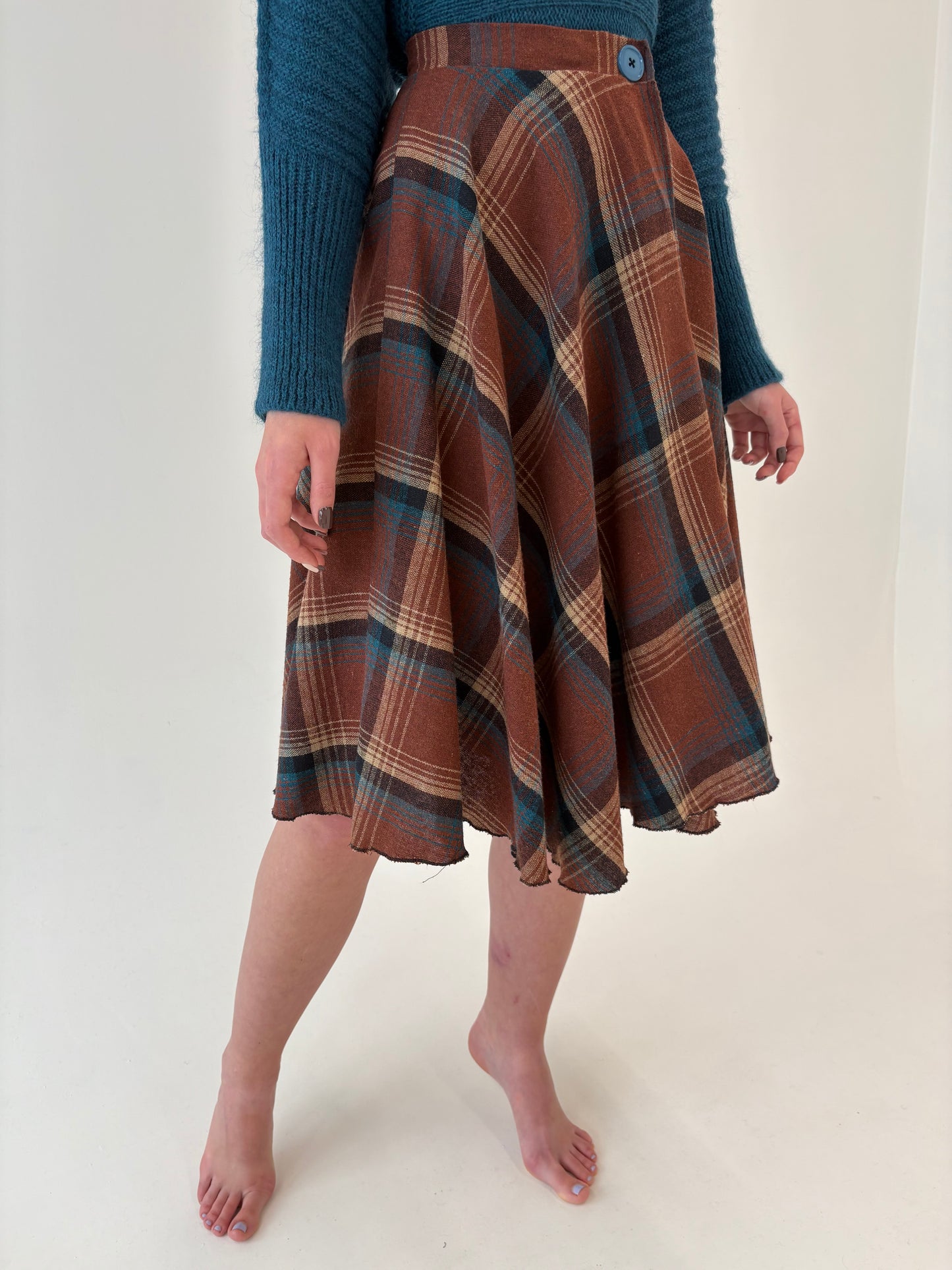 Fustă din Tartan de lana extrem de amplă cu talie ultra înaltă marcată