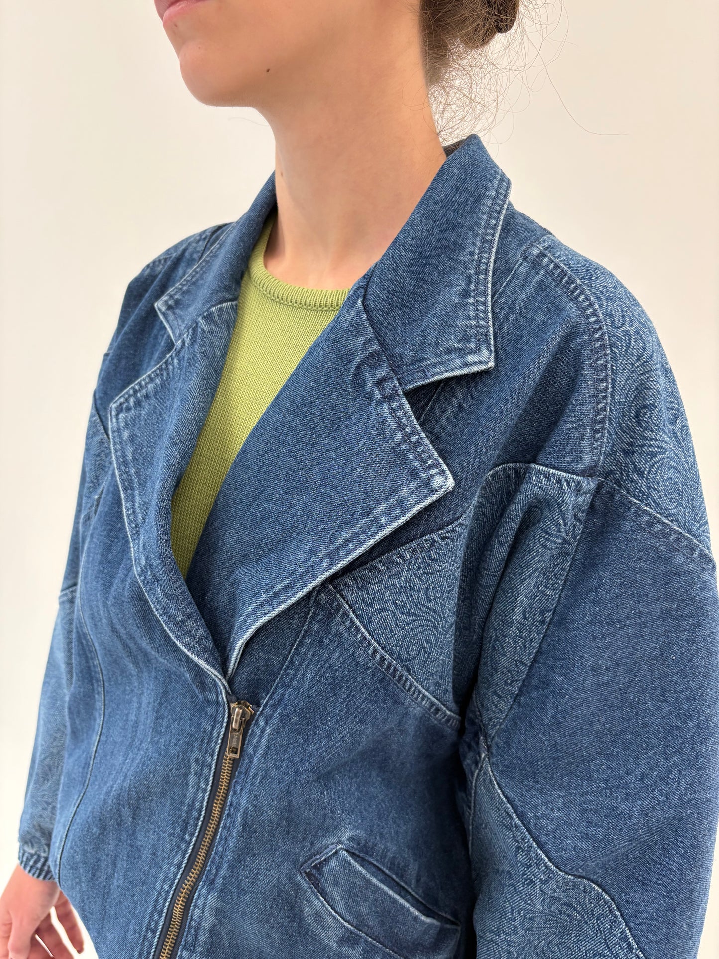 Geacă Old vintage din jeans sfârșit de 80 în croi tip bomber