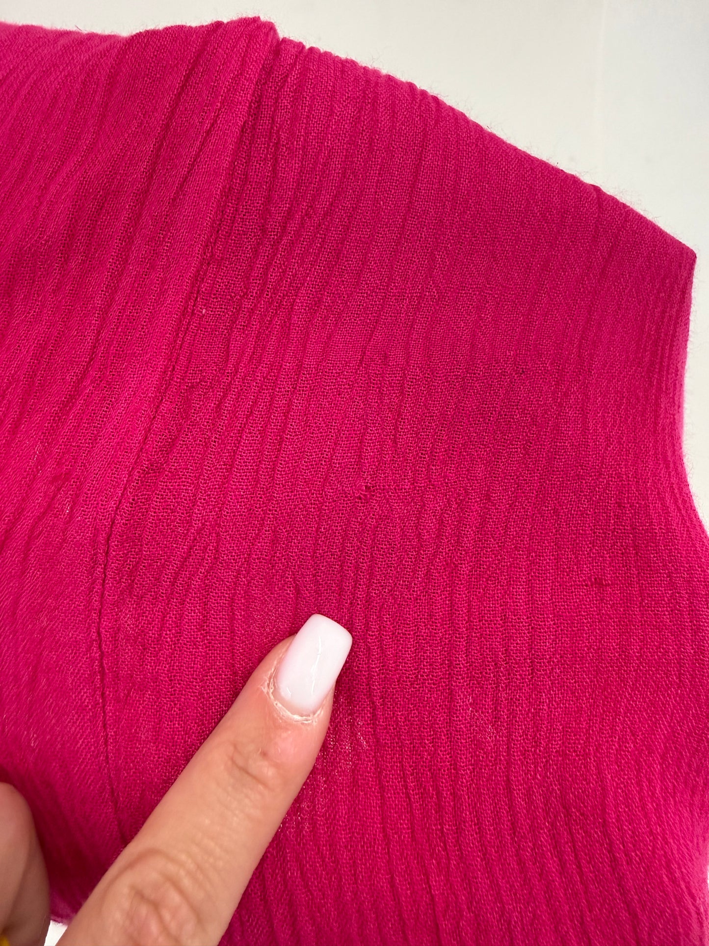 Rochie maxi fucsia suoee vaporoasă din creppe de bumbac ultra confort