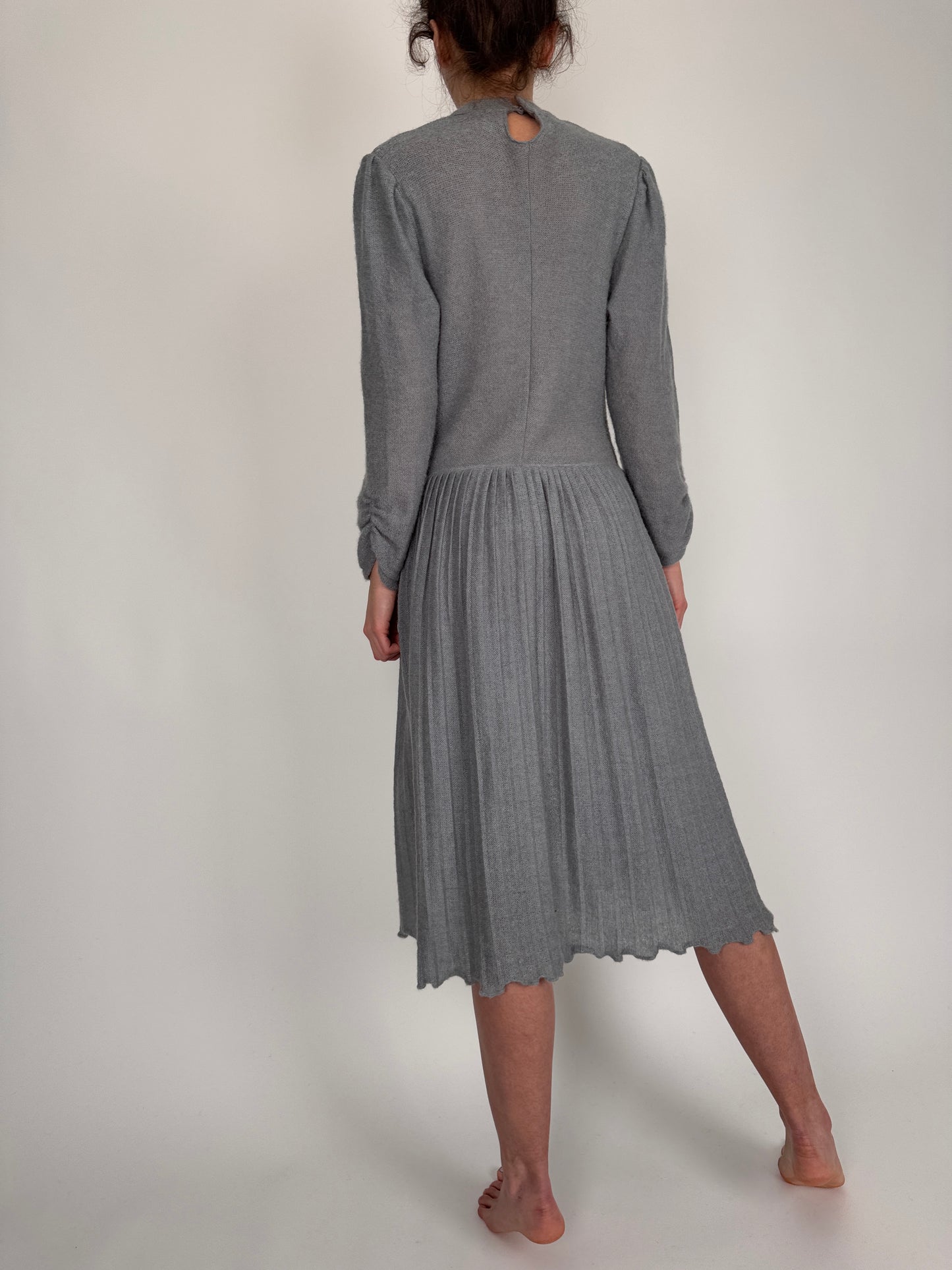 Rochie vintage cloud gray din mix de lana extrafina
