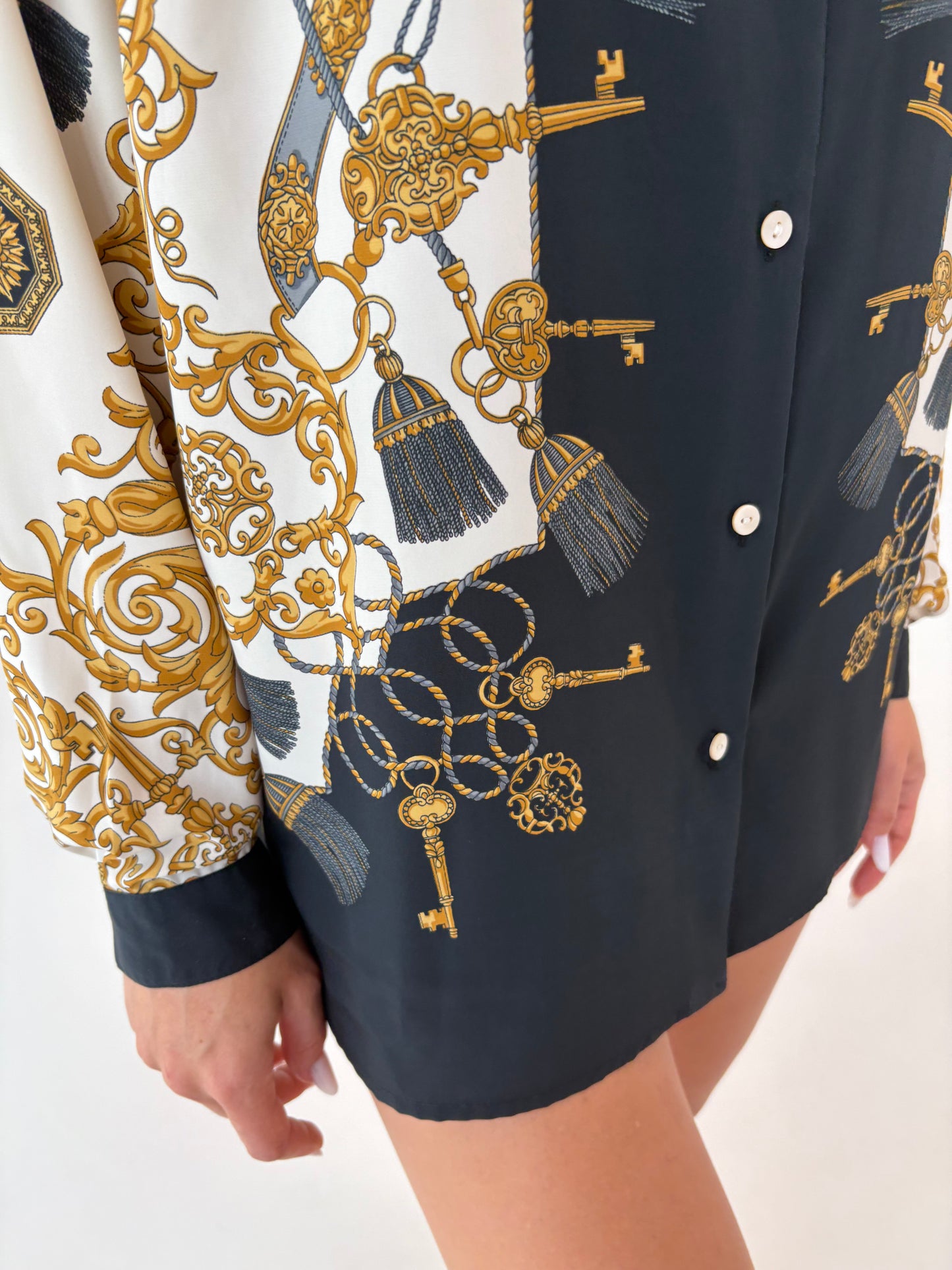 Cămașa de brand luxury plus size Elana Miro petite cu print baroc