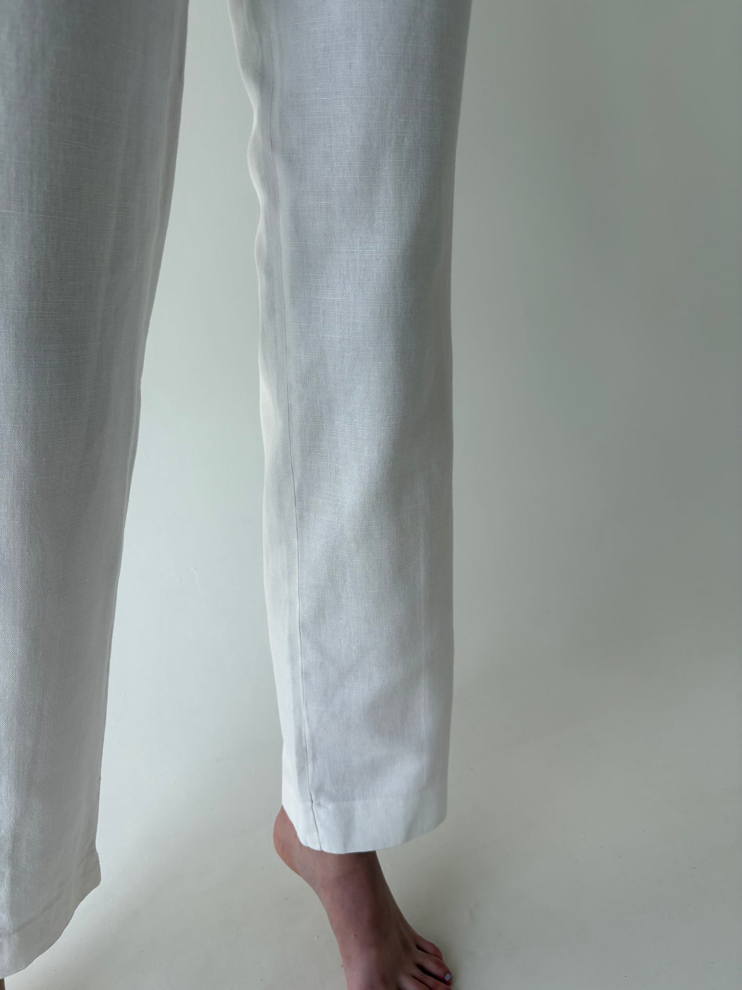 Pantaloni premium italienești cu pense din pânză moale de in și bbc