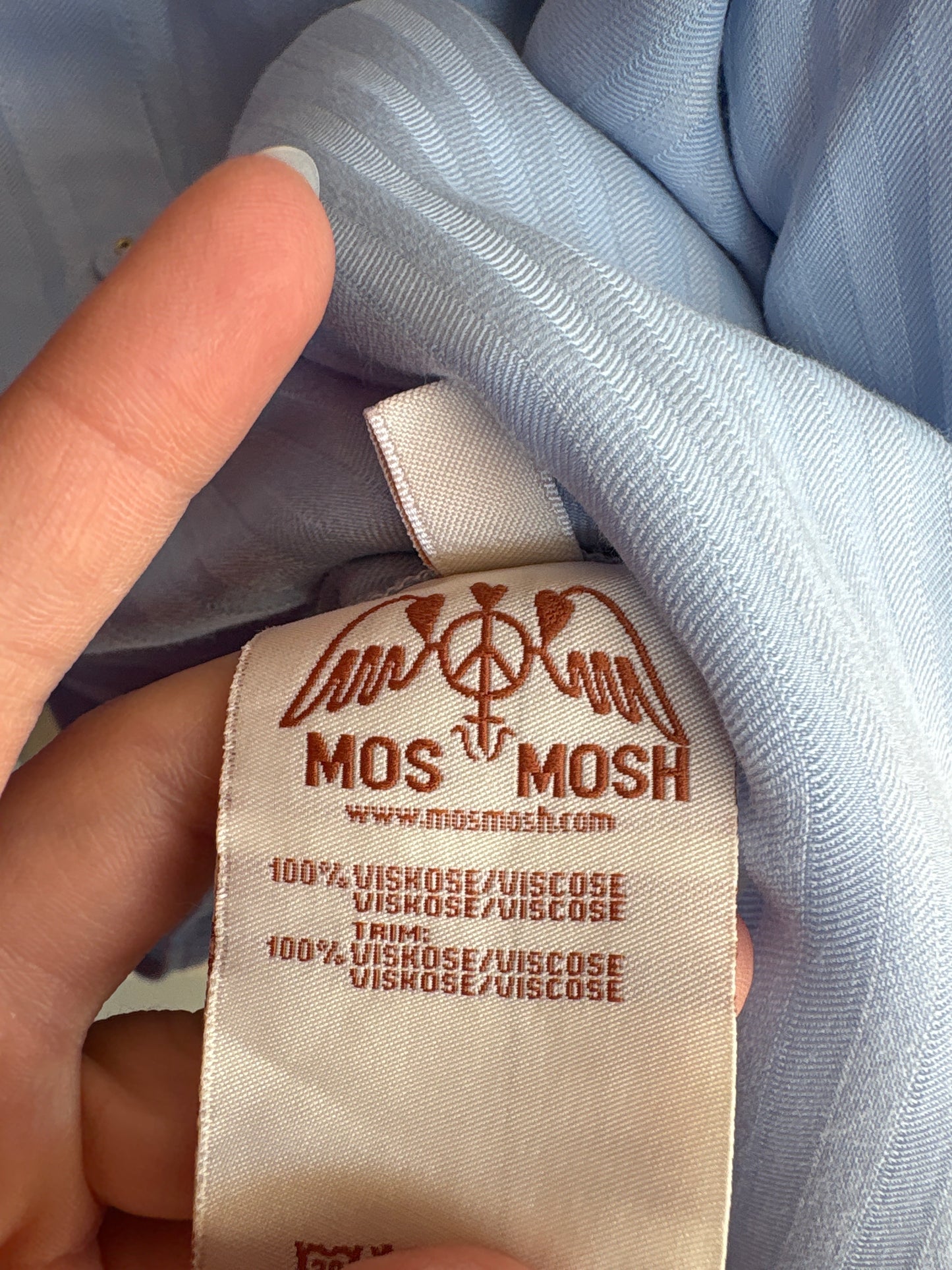Cămașa de brand premium Mos Mosh baby blue din poplin gros