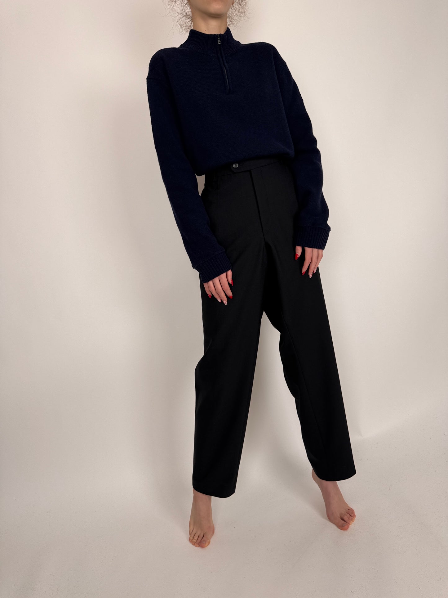 Pantaloni tall charcoal gray din lana extrafina