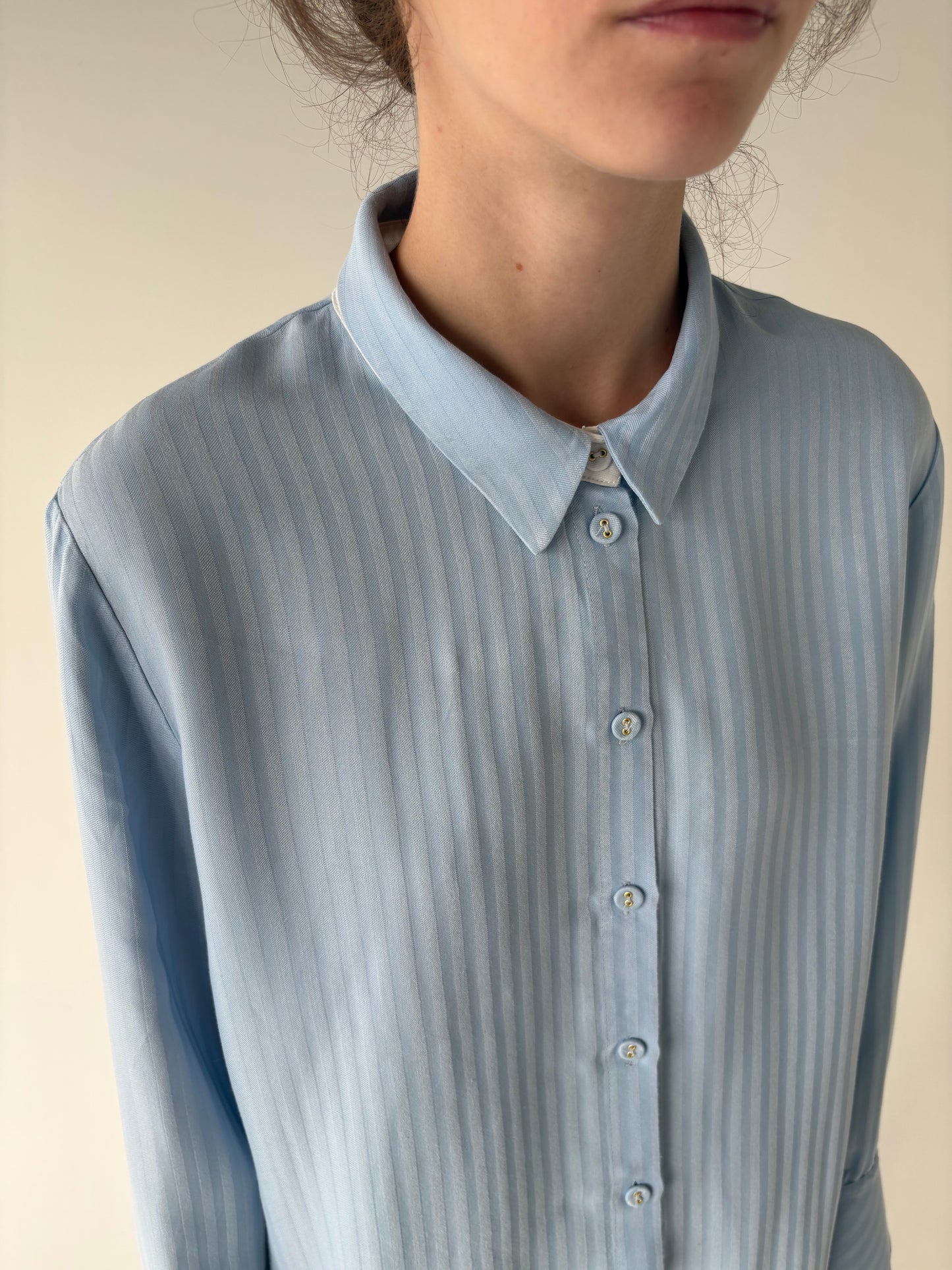 Cămașa de brand premium Mos Mosh baby blue din poplin gros