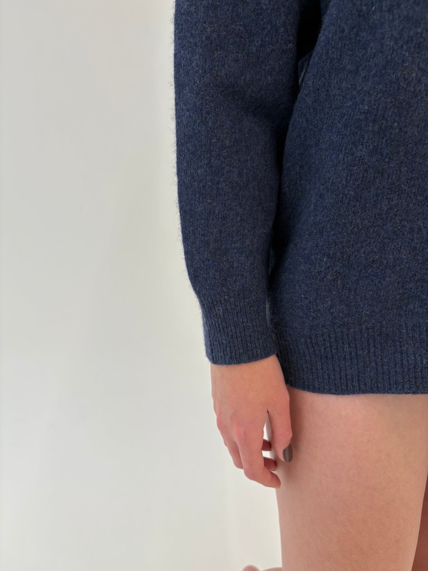 Pulover gros jeans blue petite de gramaj mare