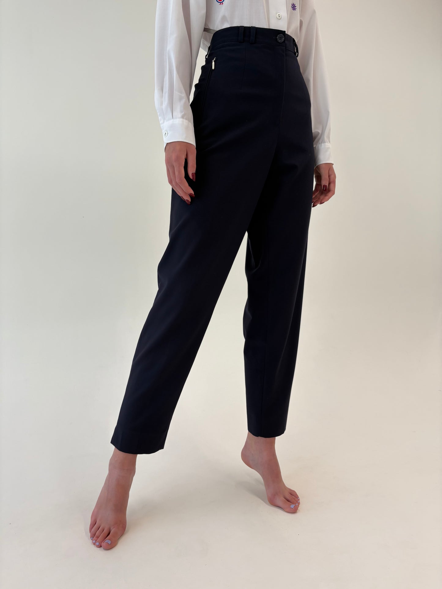Pantaloni business tall cu talie ultra înaltă din mix de lana extrafina strech