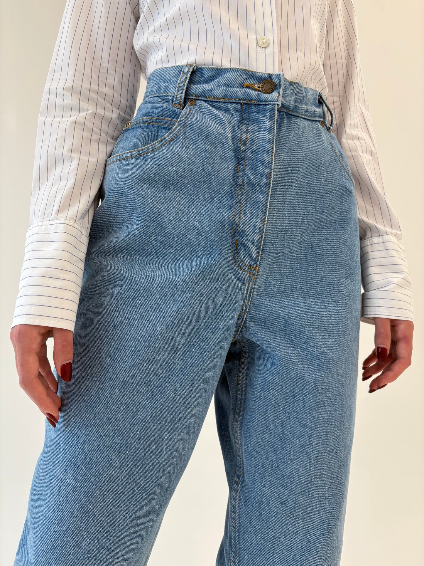Jeans vintage premium mom fit cu talie ultra înaltă classic wash